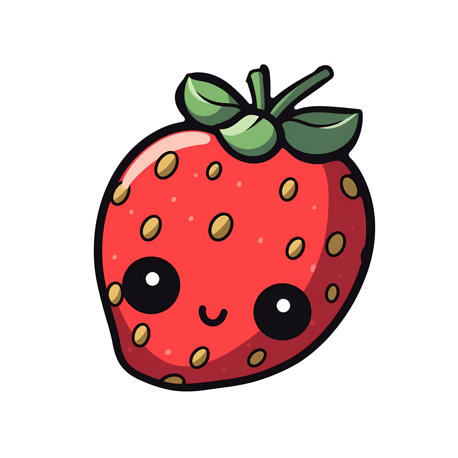 Kawaii strawberry sticker isolated on transparent background #28658