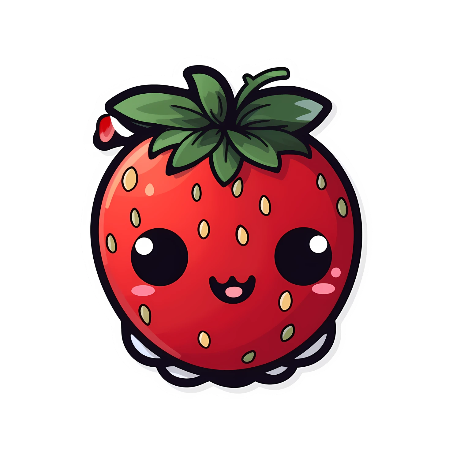 Kawaii strawberry sticker isolated on transparent background #28659