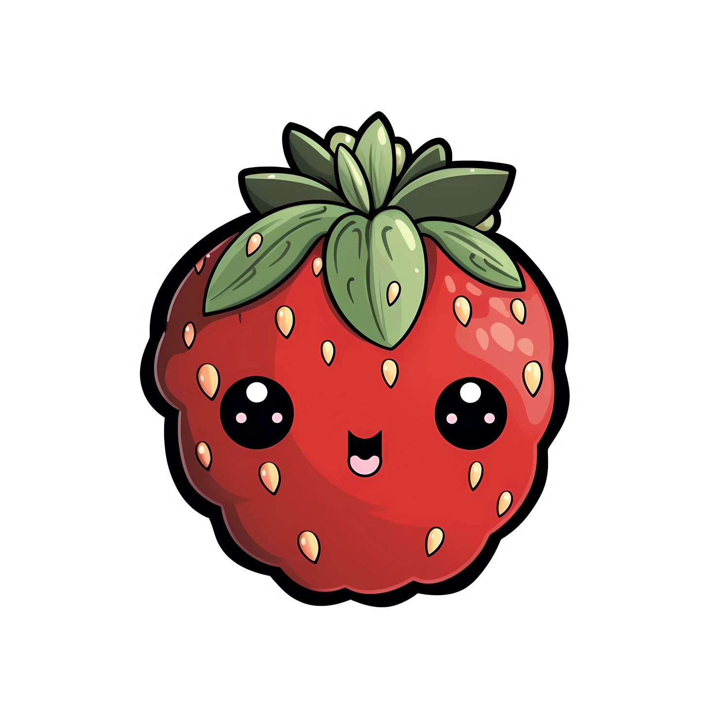 Kawaii strawberry sticker isolated on transparent background #28660