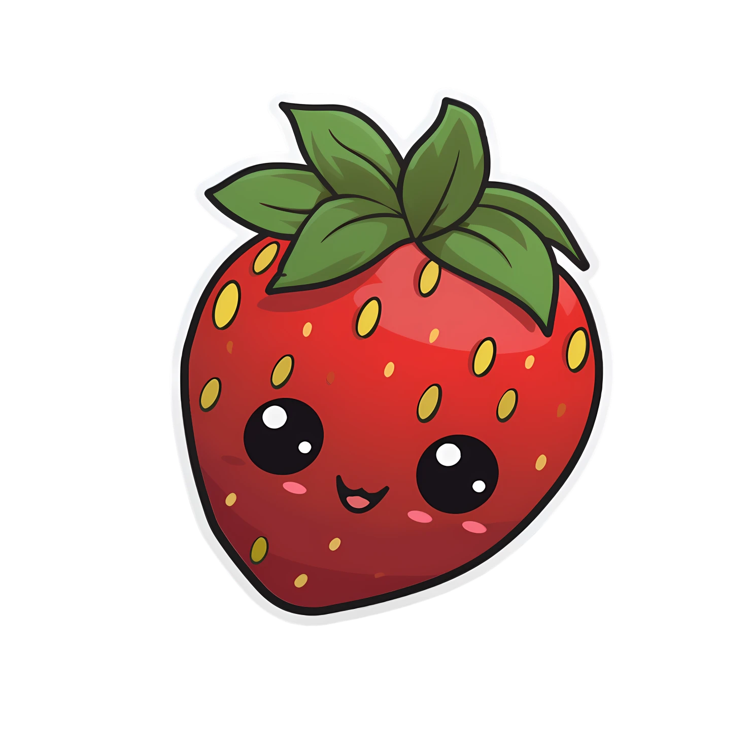 Kawaii strawberry sticker isolated on transparent background #28661