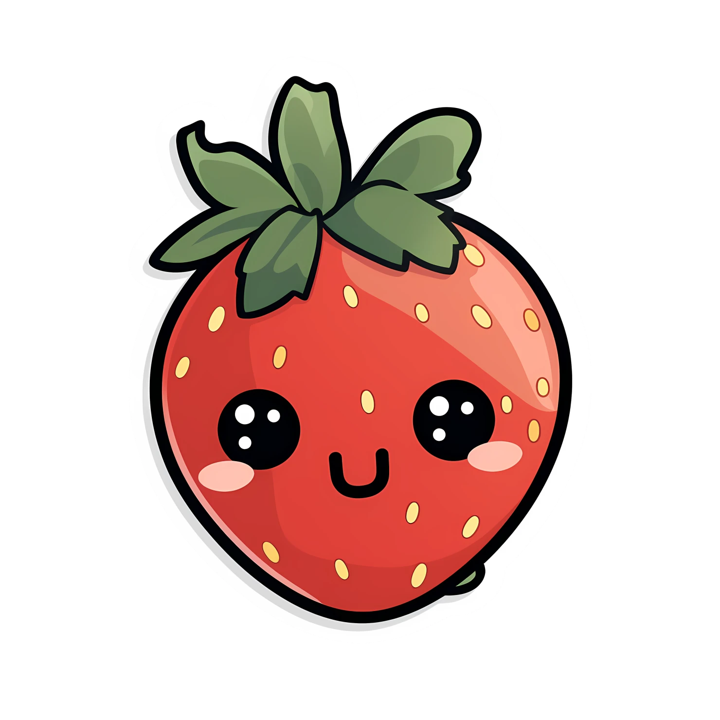 Kawaii strawberry sticker isolated on transparent background #28666
