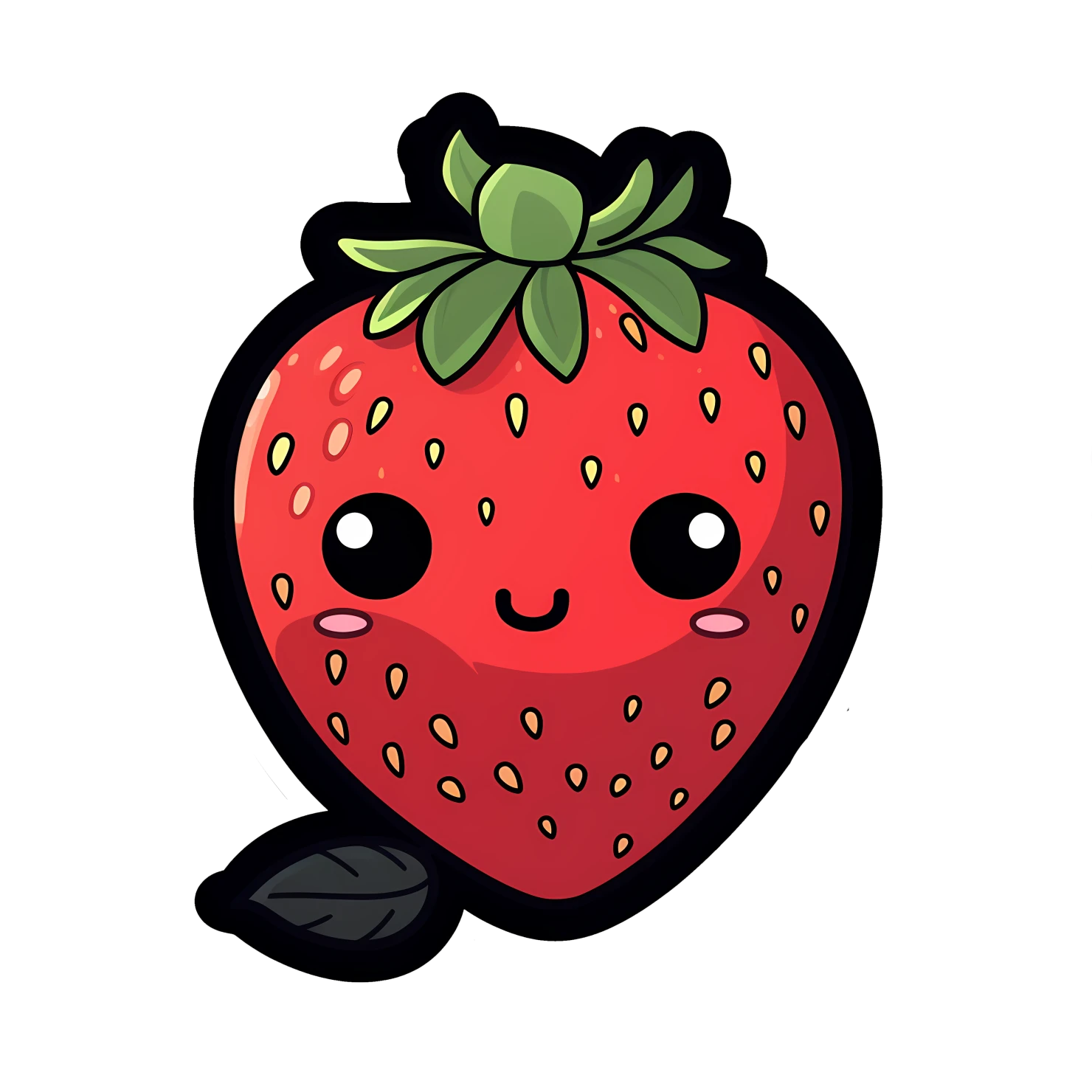 Kawaii strawberry sticker isolated on transparent background #28668