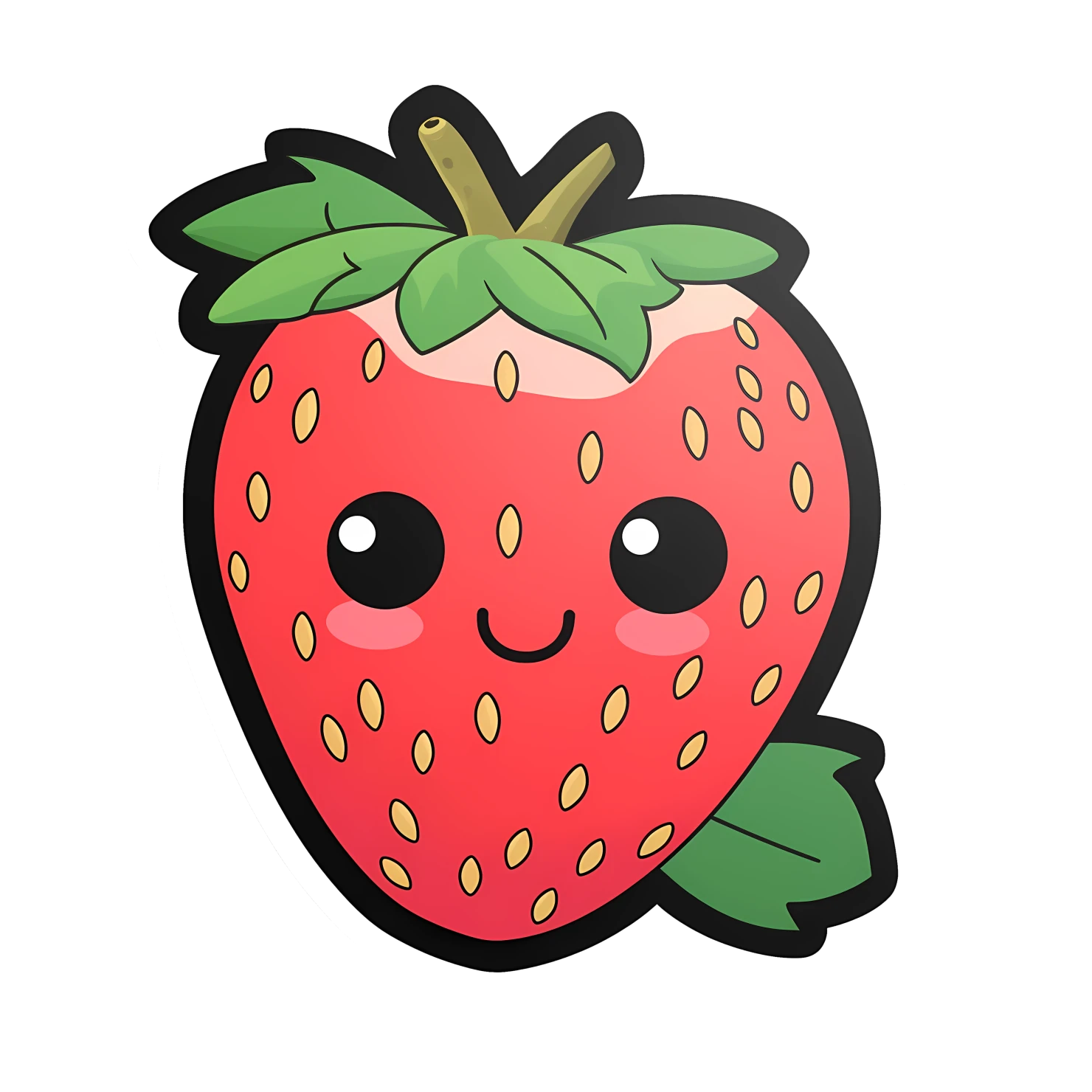 Kawaii strawberry sticker isolated on transparent background #28669