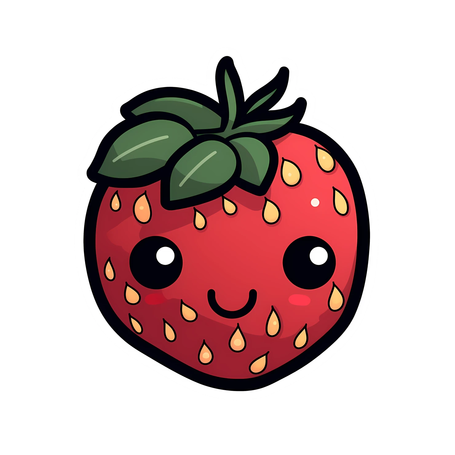 Kawaii strawberry sticker isolated on transparent background #28671