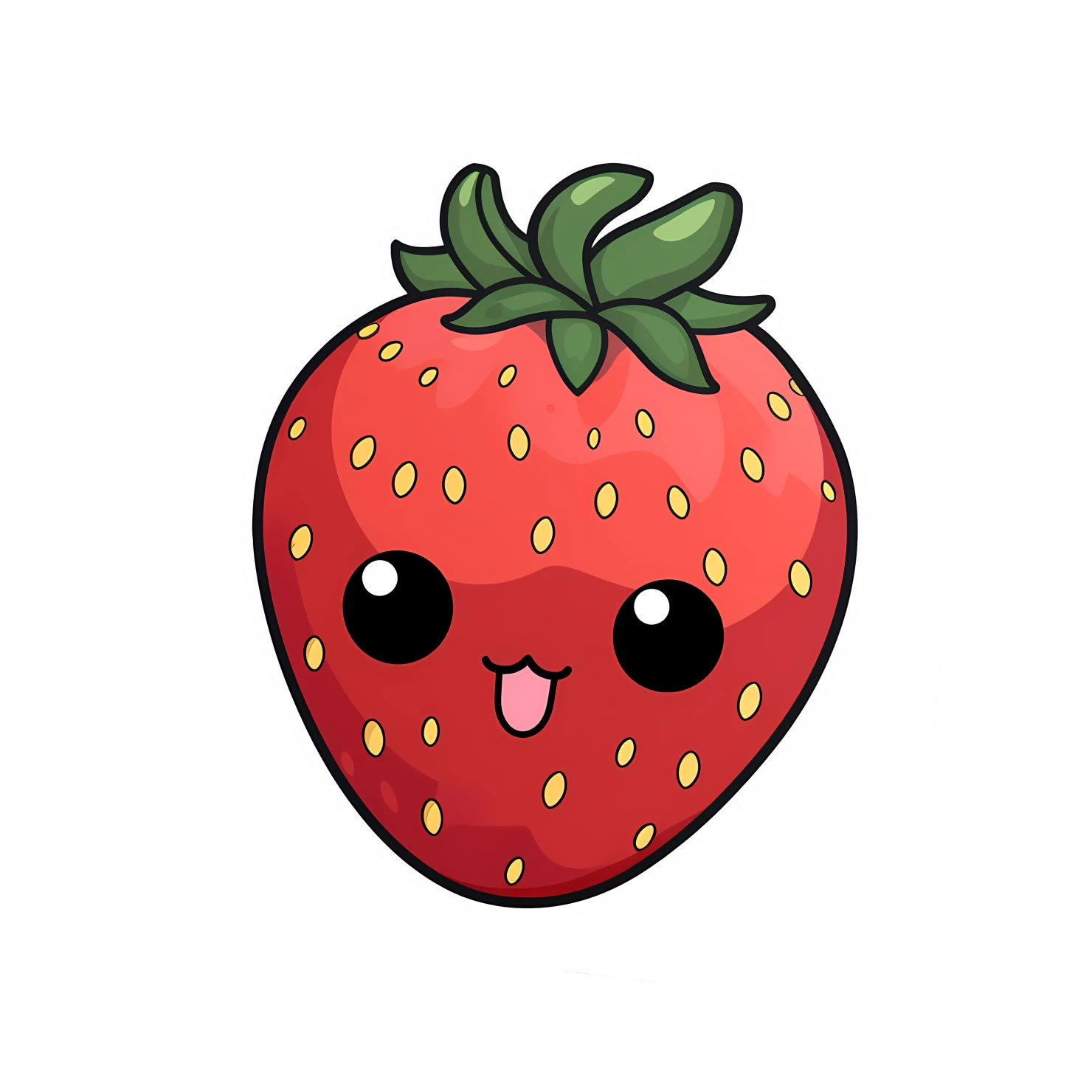 Kawaii strawberry sticker isolated on transparent background #28672