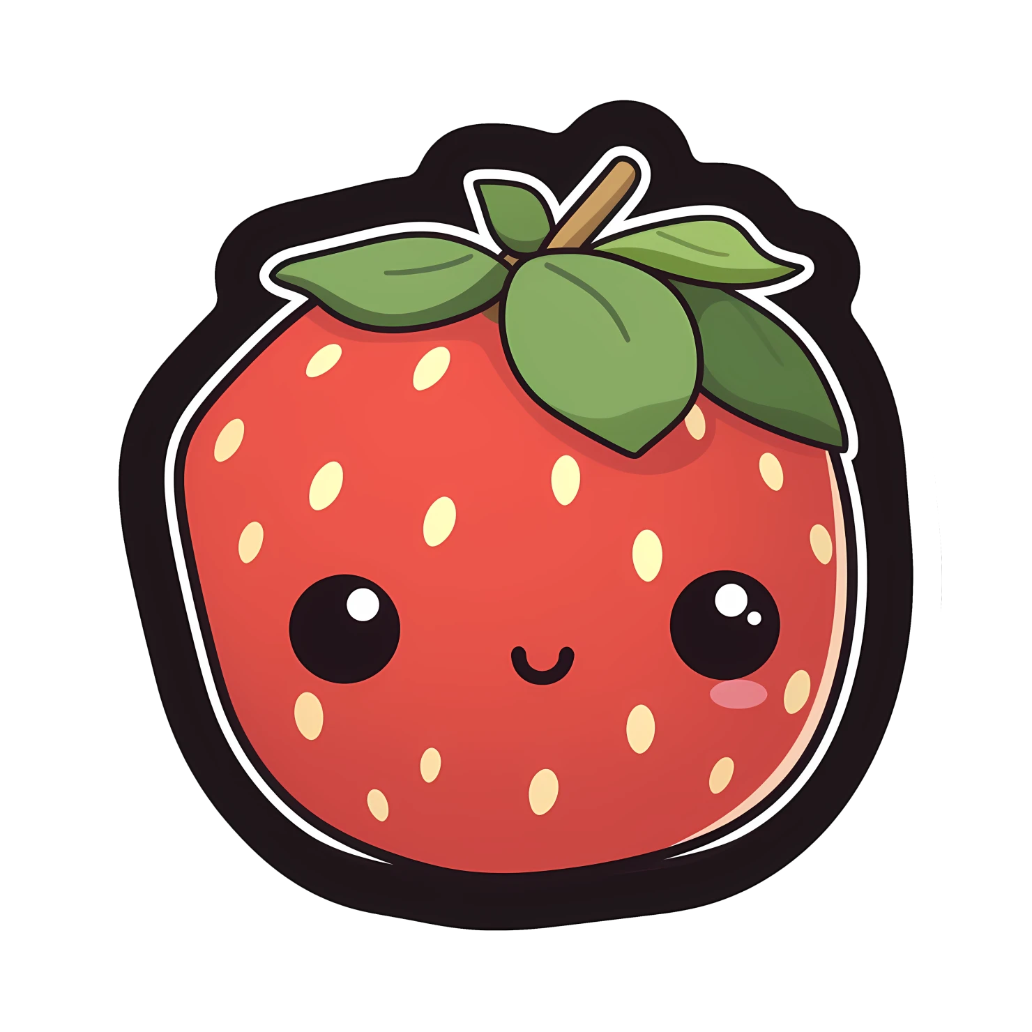 Kawaii strawberry sticker isolated on transparent background #28673