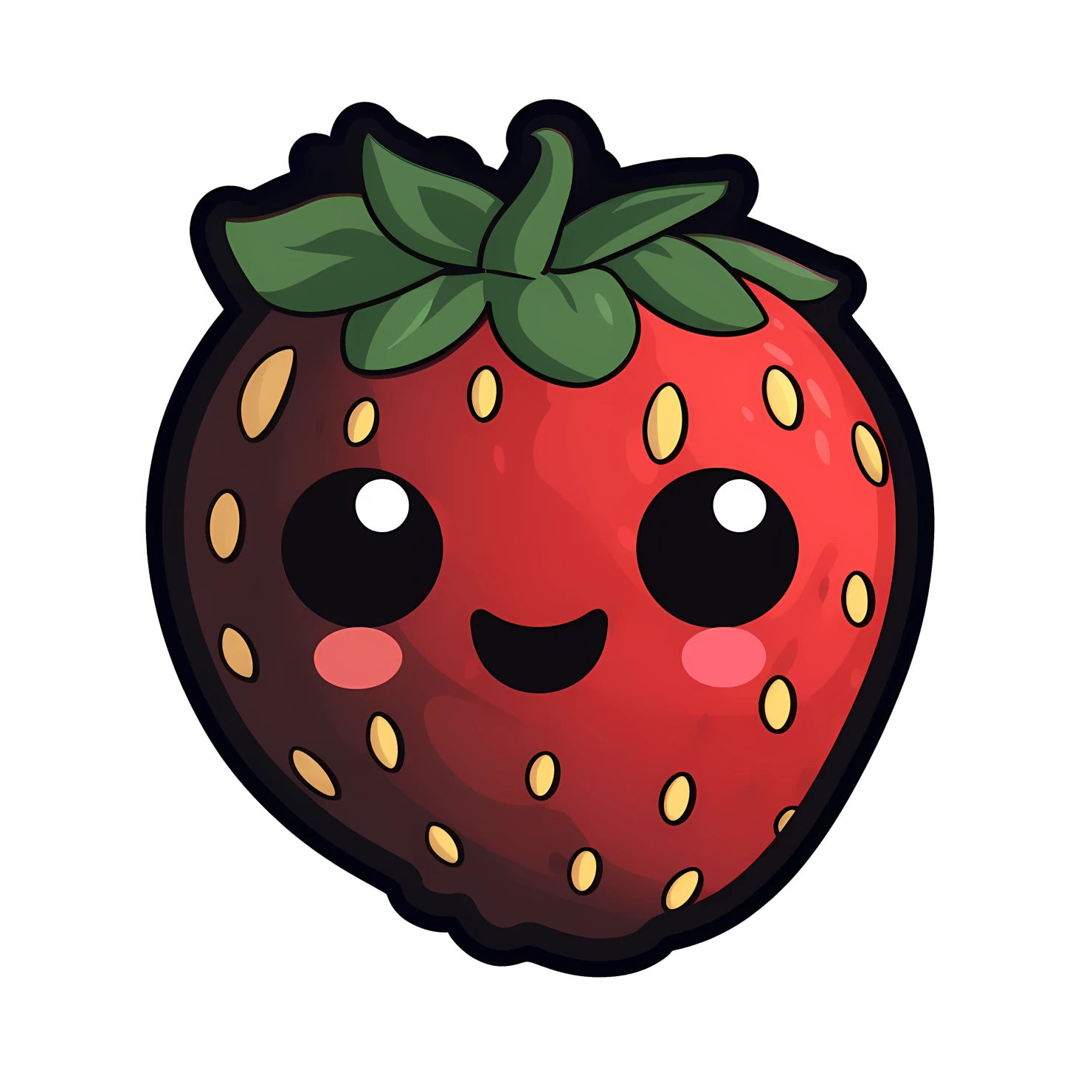 Kawaii strawberry sticker isolated on transparent background #28676