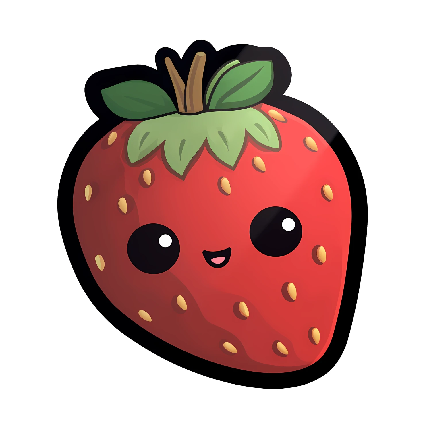 Kawaii strawberry sticker isolated on transparent background #28677