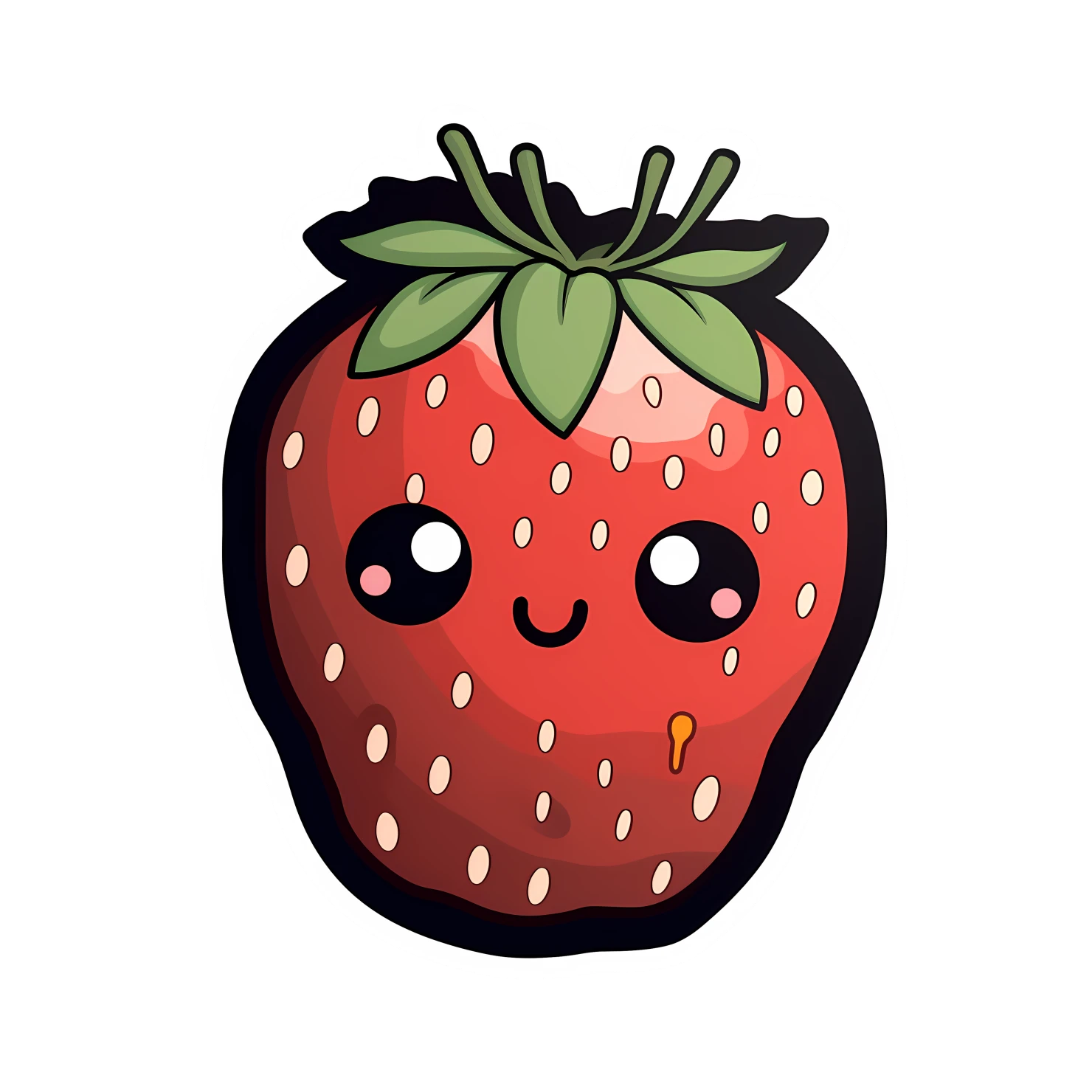 Kawaii strawberry sticker isolated on transparent background #28678