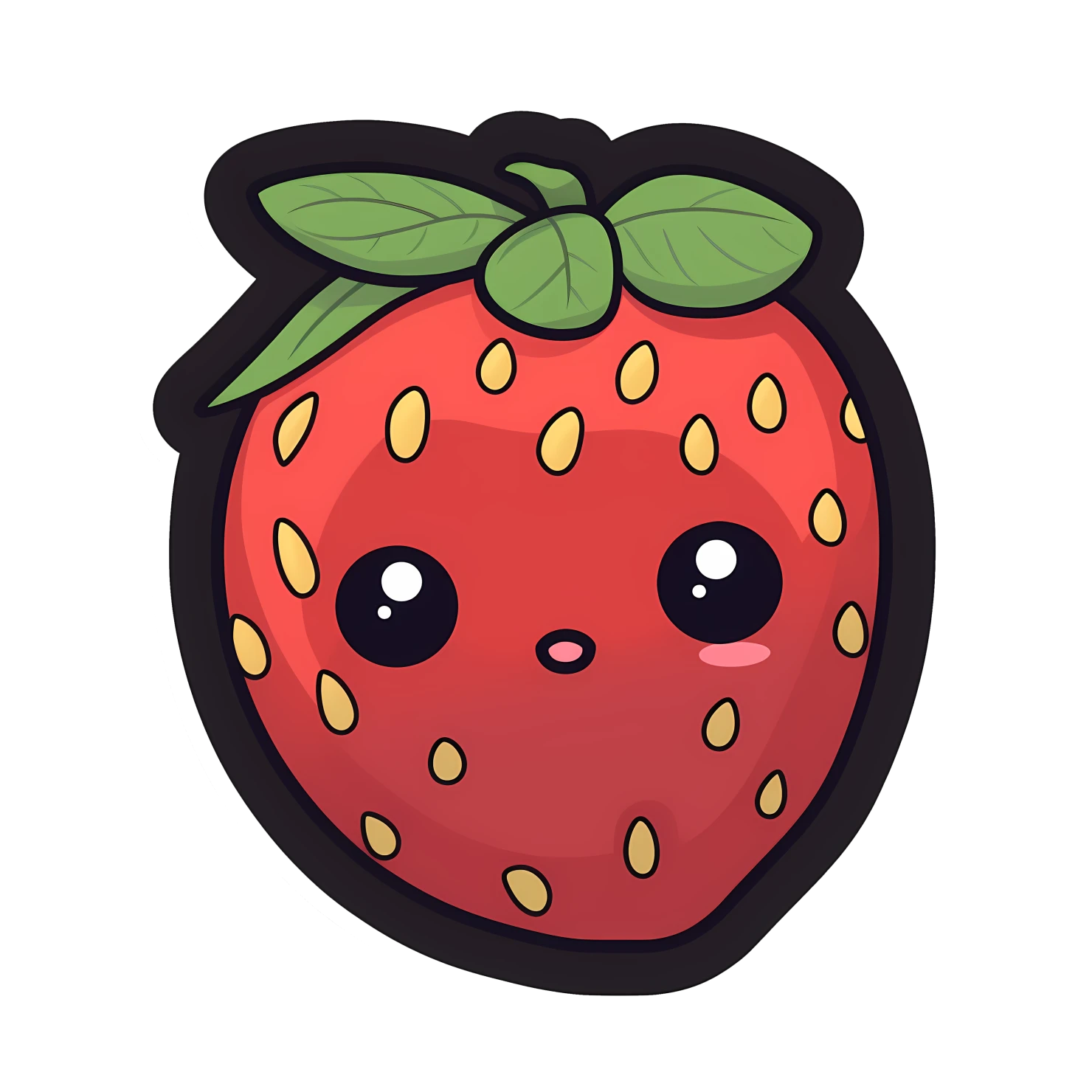 Kawaii strawberry sticker isolated on transparent background #28686