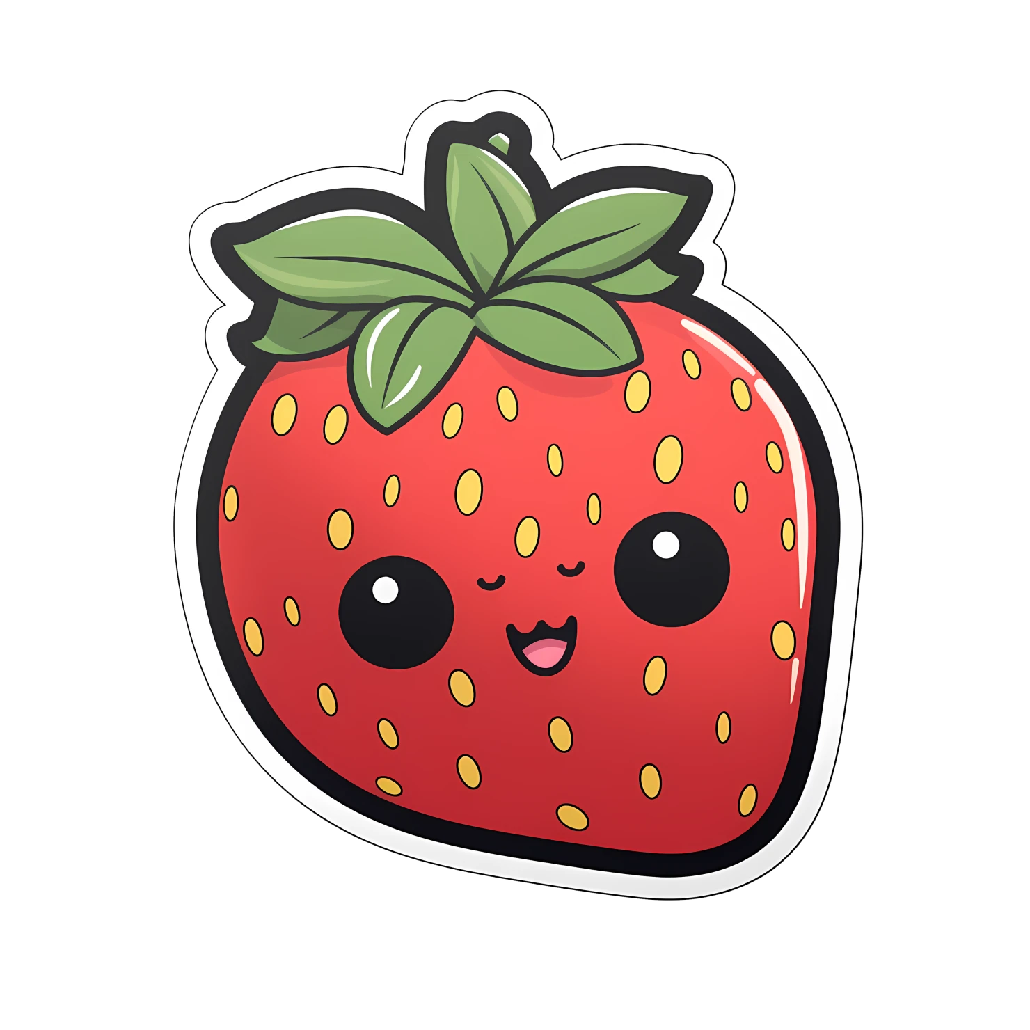 Kawaii strawberry sticker isolated on transparent background #28687