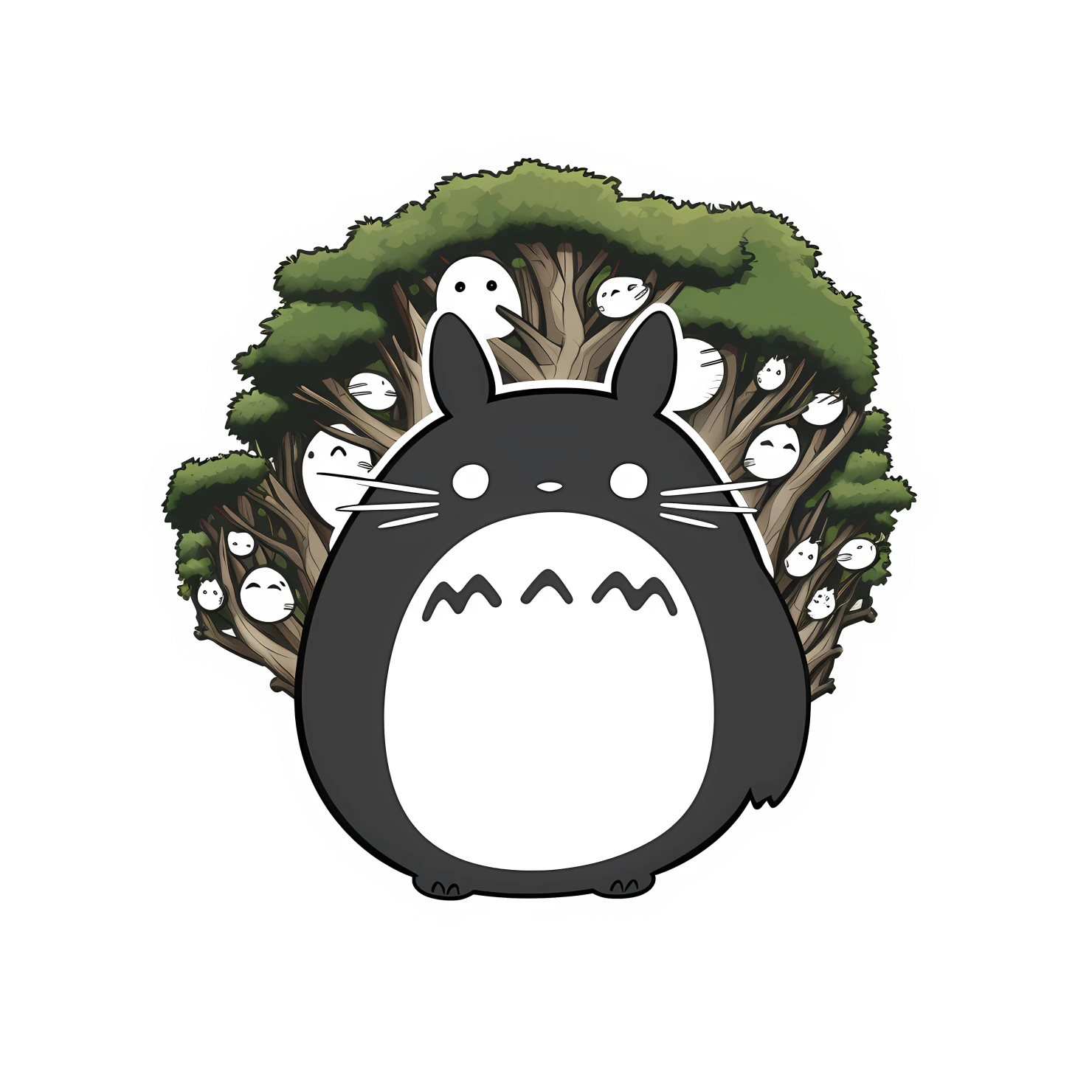 Kawaii totoro sticker isolated on transparent background #28699