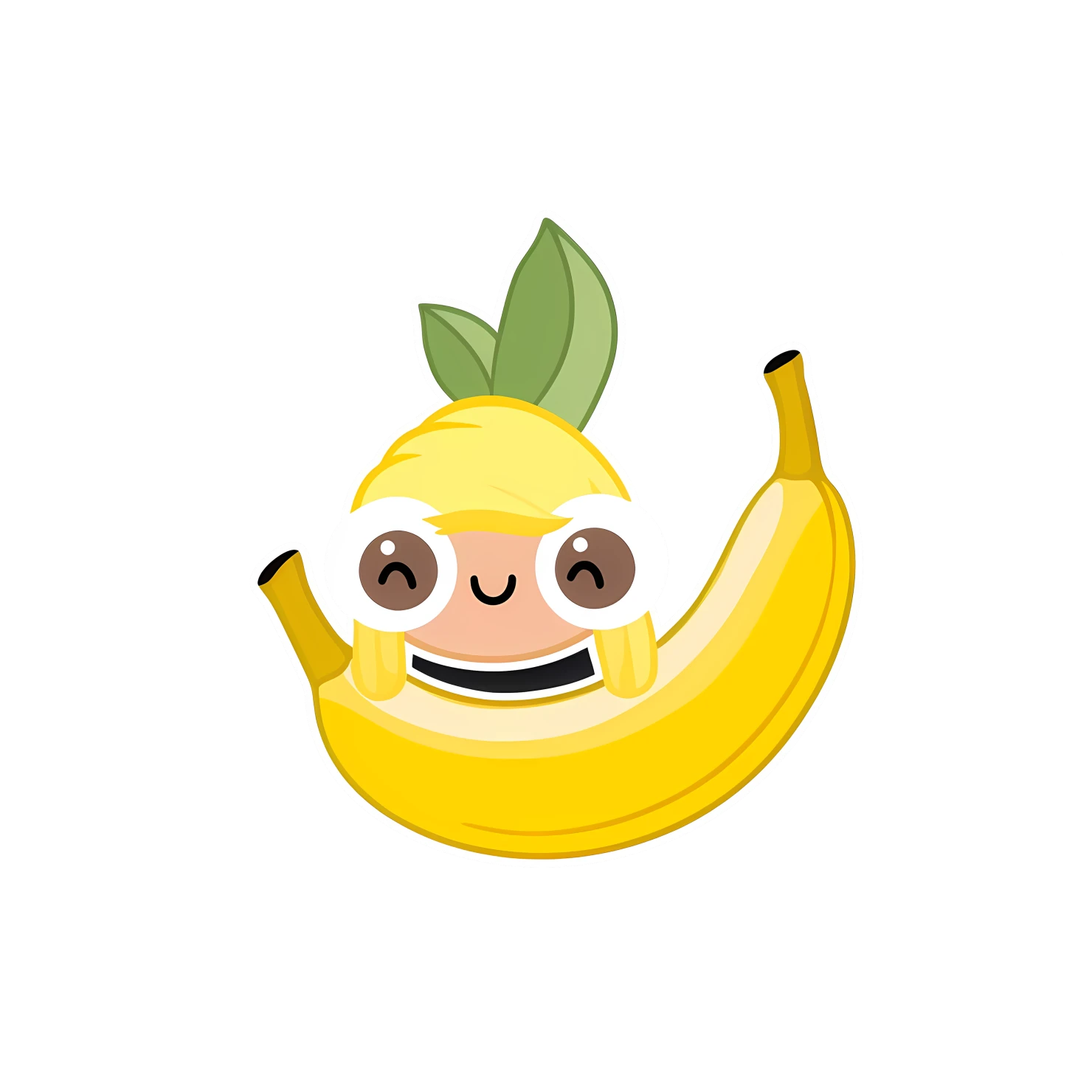Kawaii banana sticker isolated on transparent background #28712