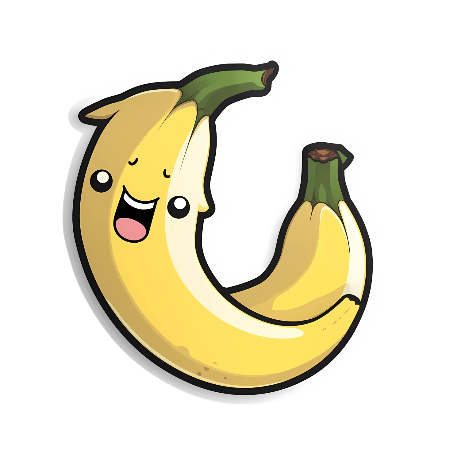 Kawaii banana sticker isolated on transparent background #28713