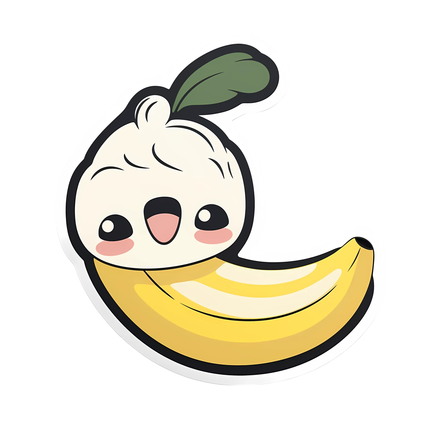Kawaii banana sticker isolated on transparent background #28715