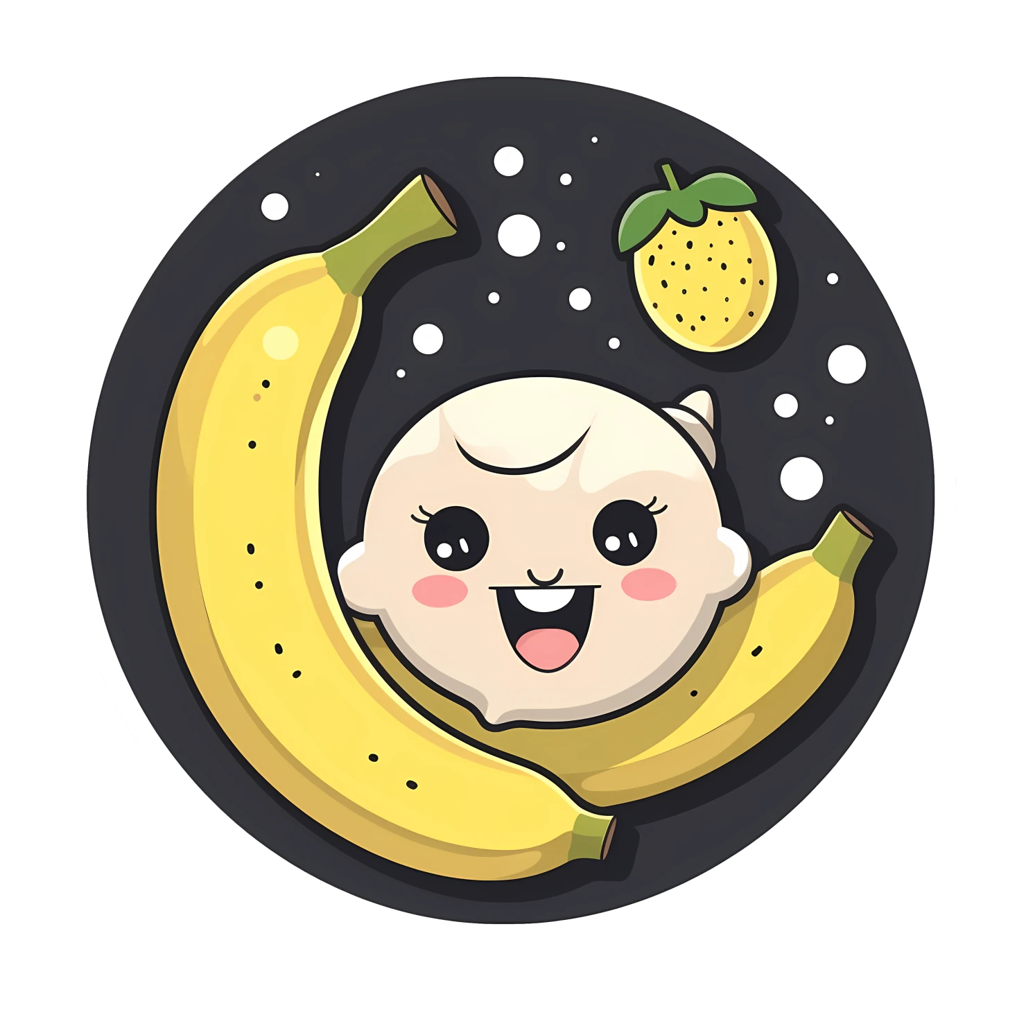 Kawaii banana sticker isolated on transparent background #28718
