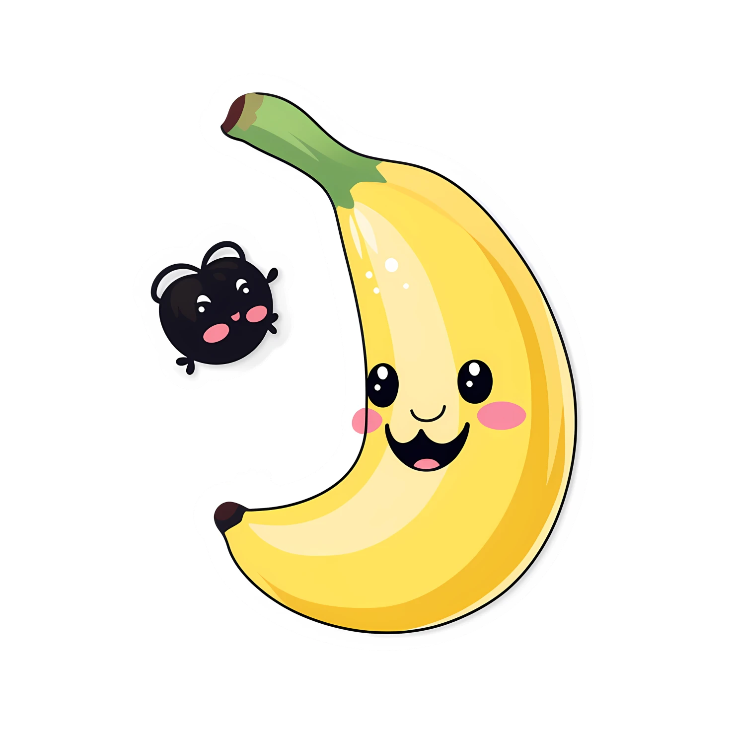 Kawaii banana sticker isolated on transparent background #28719