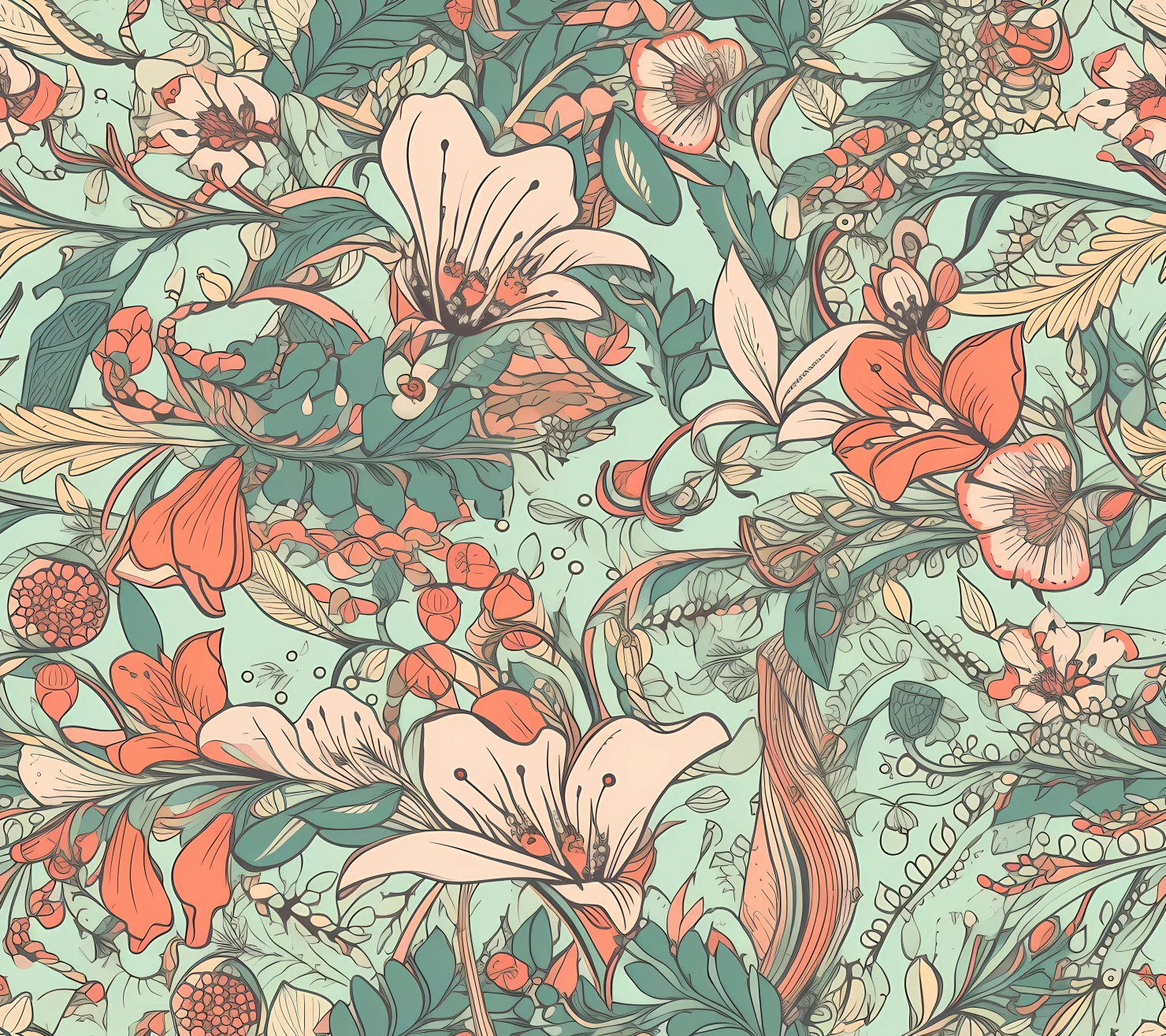 Abstract boho floral seamless pattern on a light color background #28751