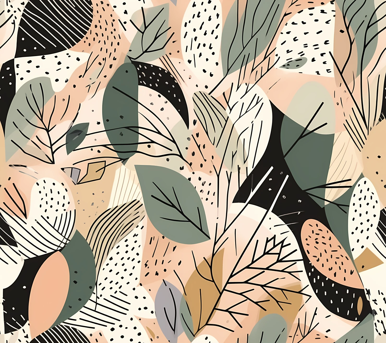 Abstract organic flat line art design seamless pattern on a background #28754