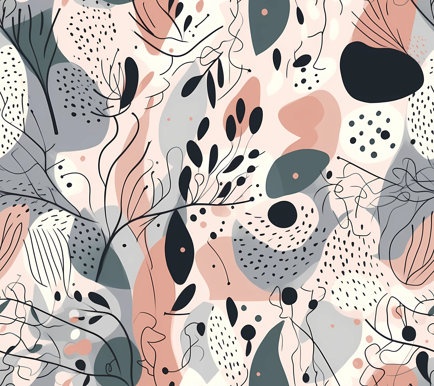 Abstract organic flat line art design seamless pattern on a background #28757