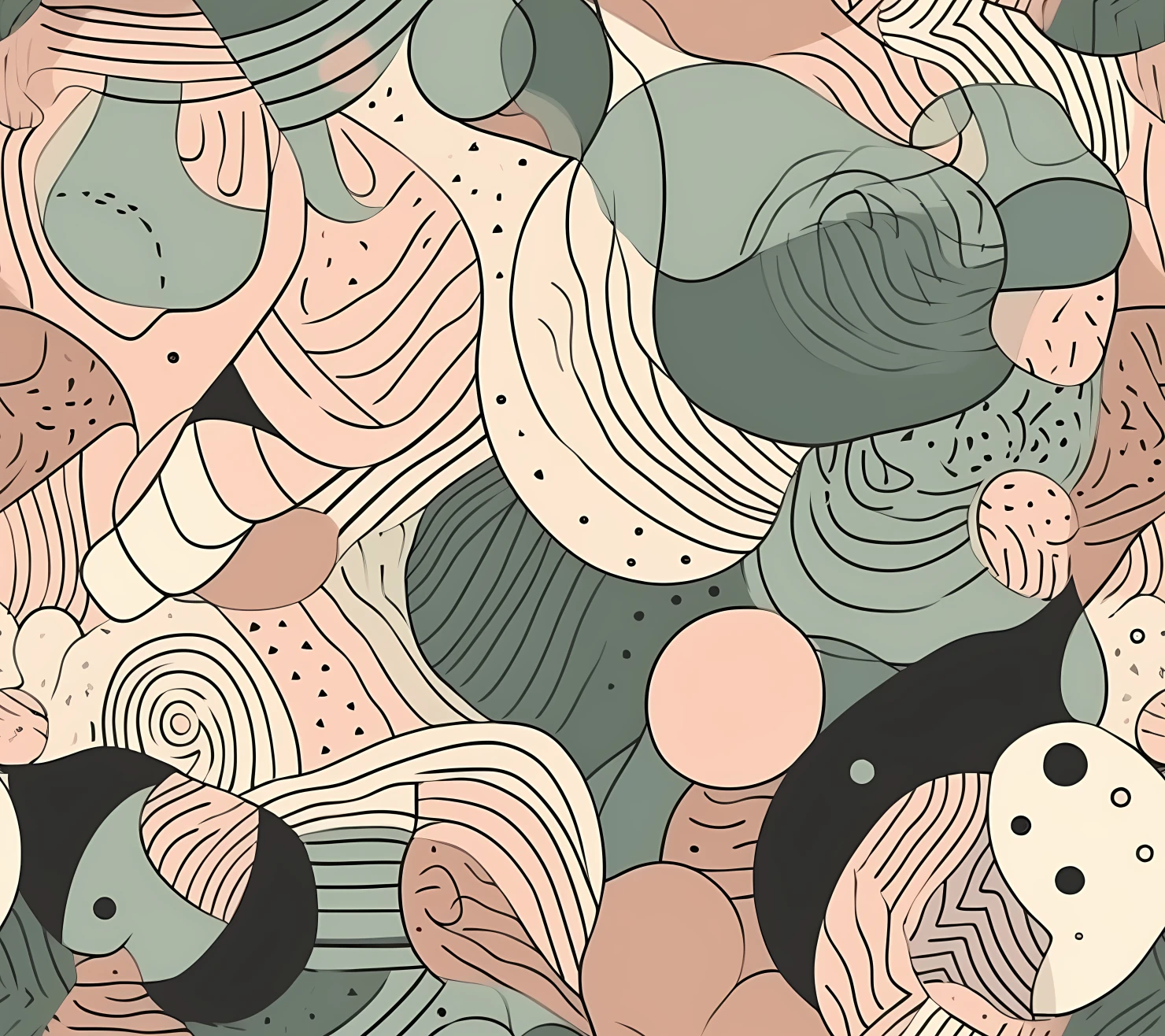 Abstract organic flat line art design seamless pattern on a background #28758