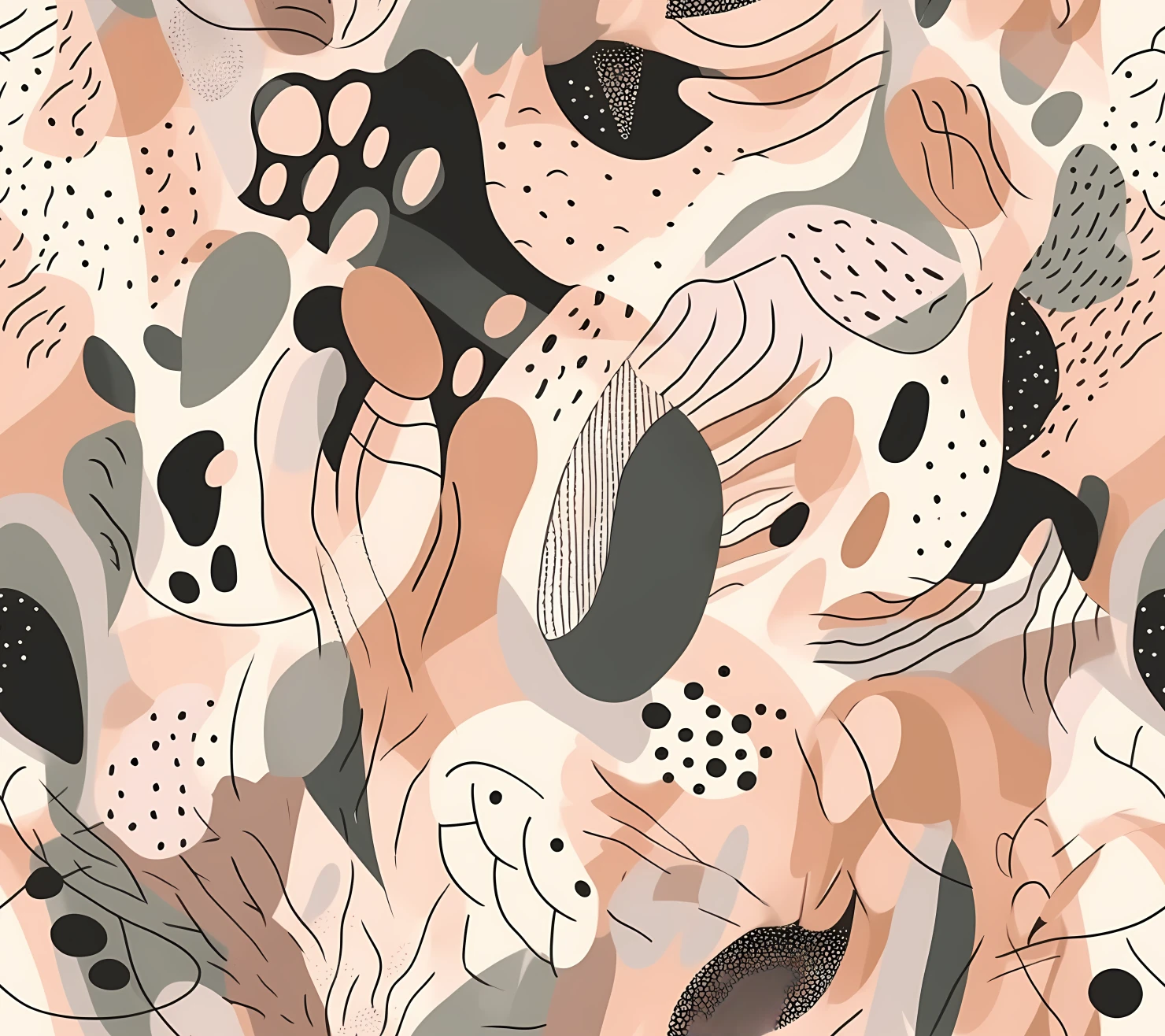 Abstract organic flat line art design seamless pattern on a background #28759
