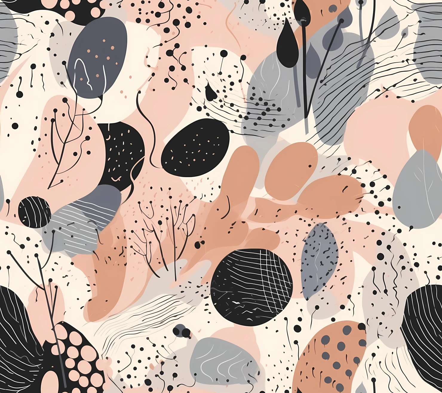 Abstract organic flat line art design seamless pattern on a background #28762