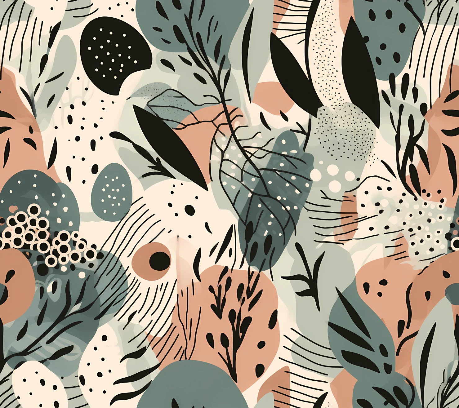 Abstract organic flat line art design seamless pattern on a background #28763