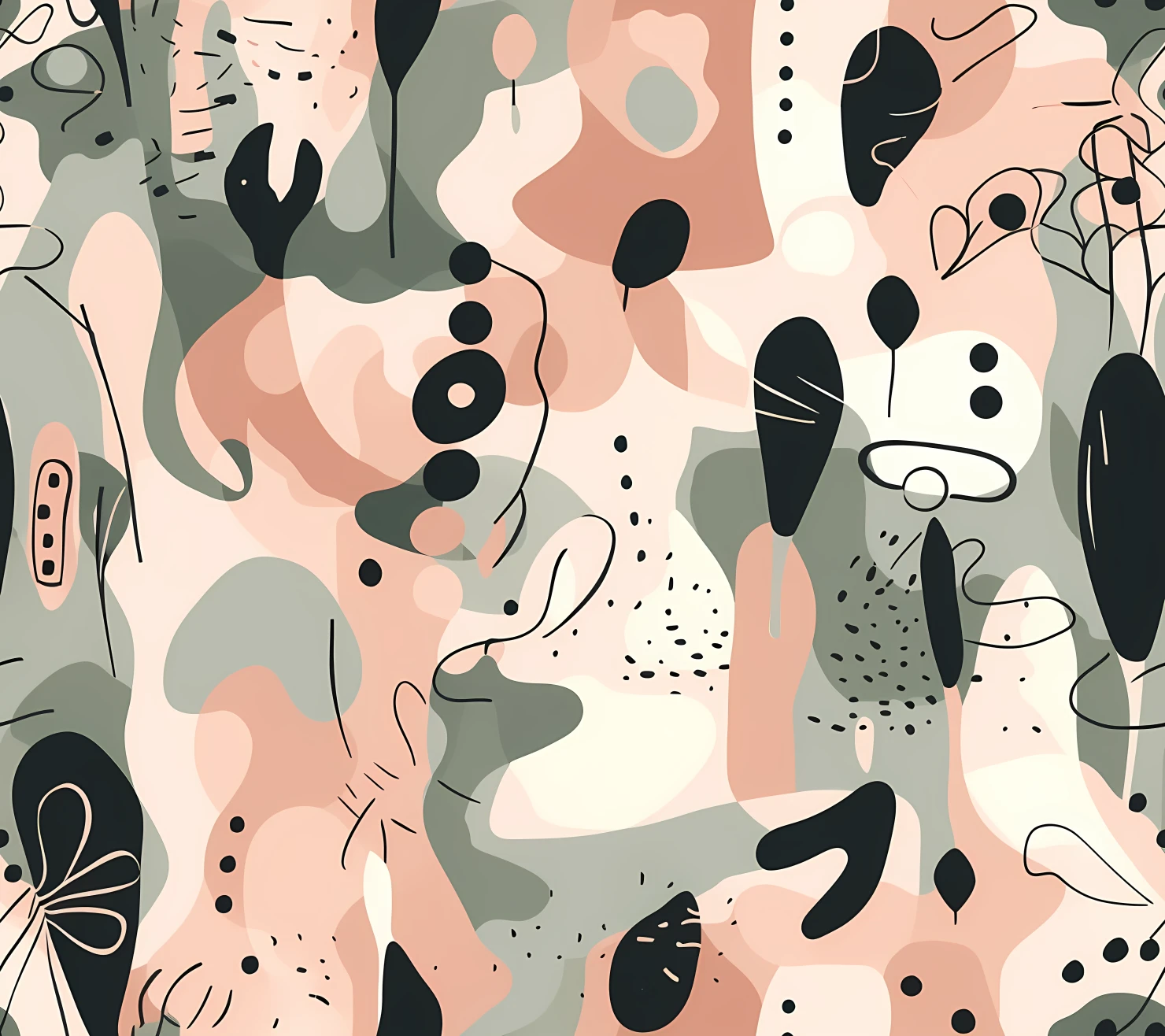 Abstract organic flat line art design seamless pattern on a background #28766