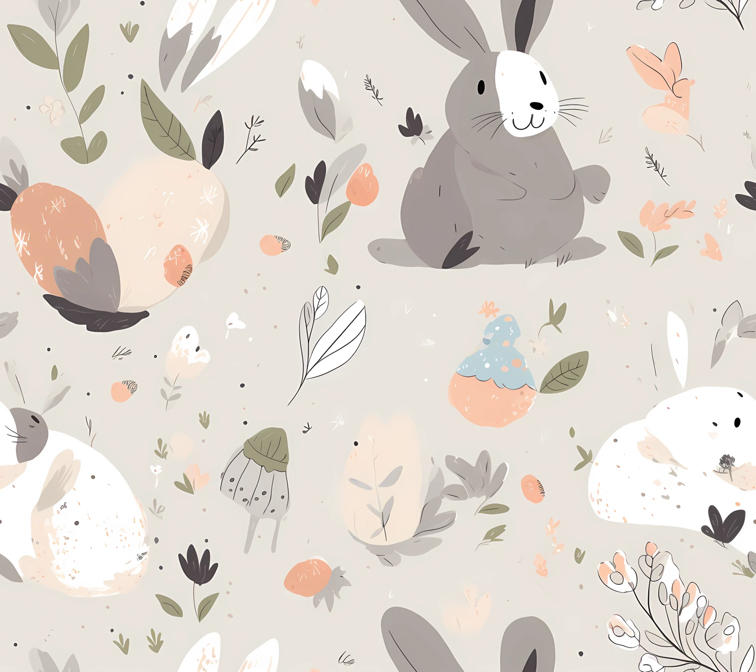 Baby bunny on a light background seamless pattern #28781
