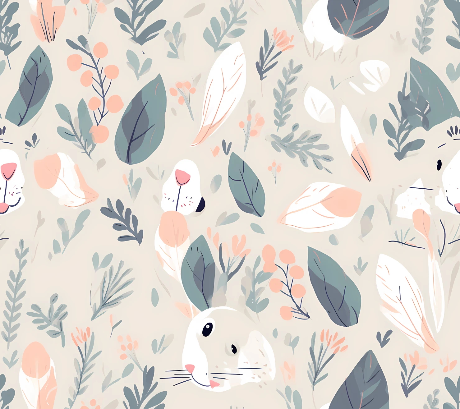 Baby bunny on a light background seamless pattern #28782
