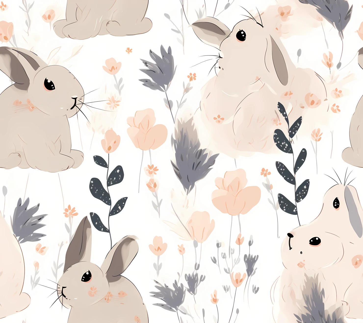 Baby bunny on a light background seamless pattern #28783