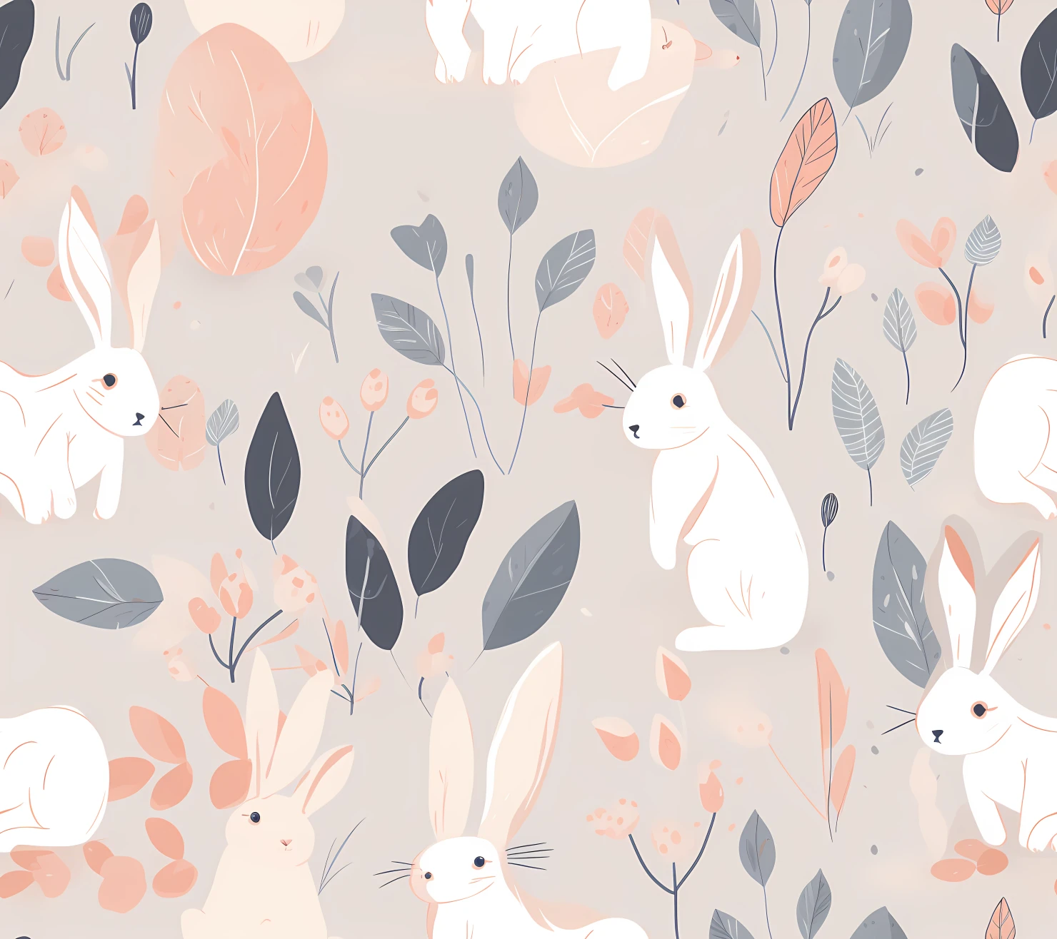 Baby bunny on a light background seamless pattern #28785