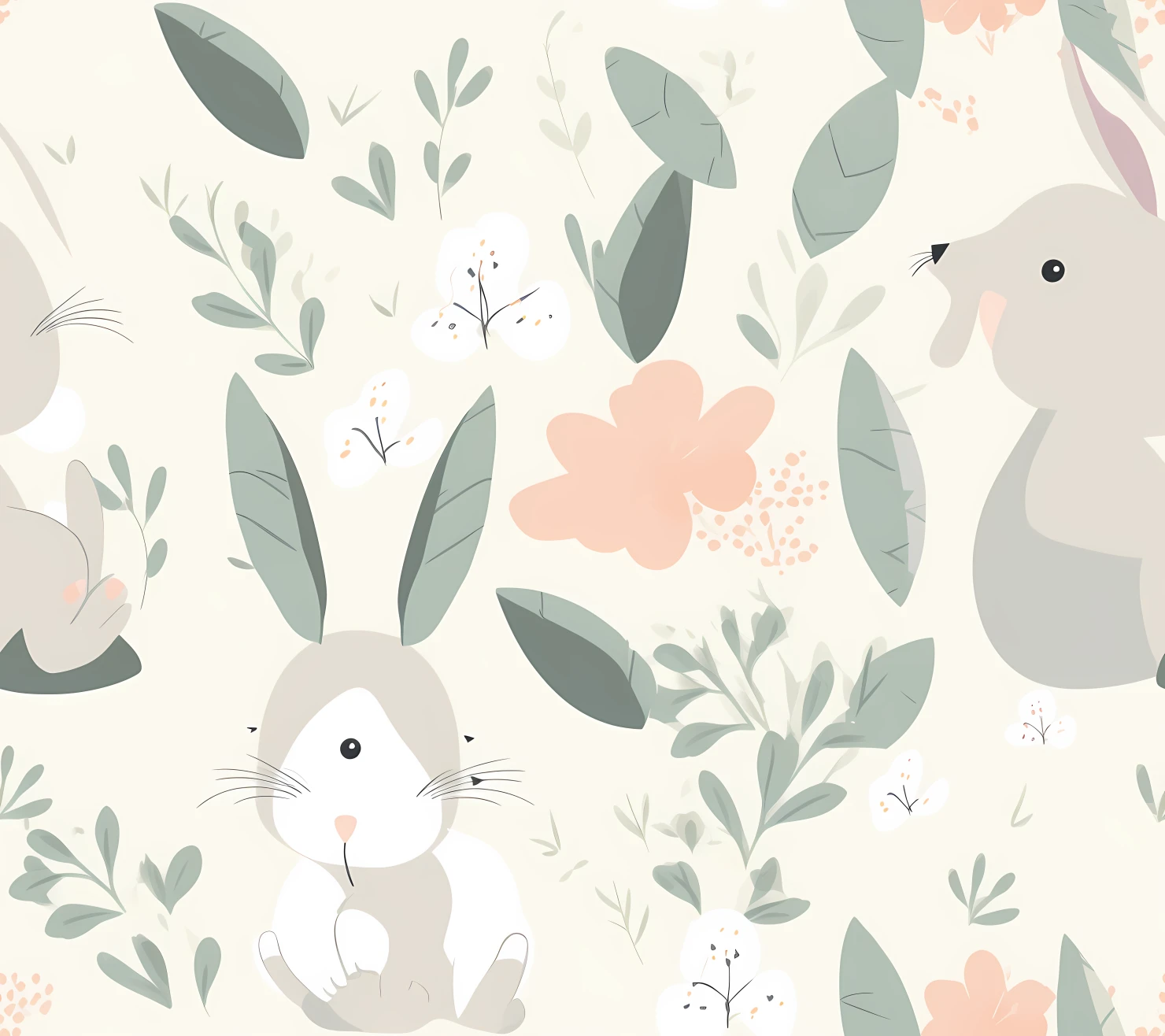 Baby bunny on a light background seamless pattern #28788