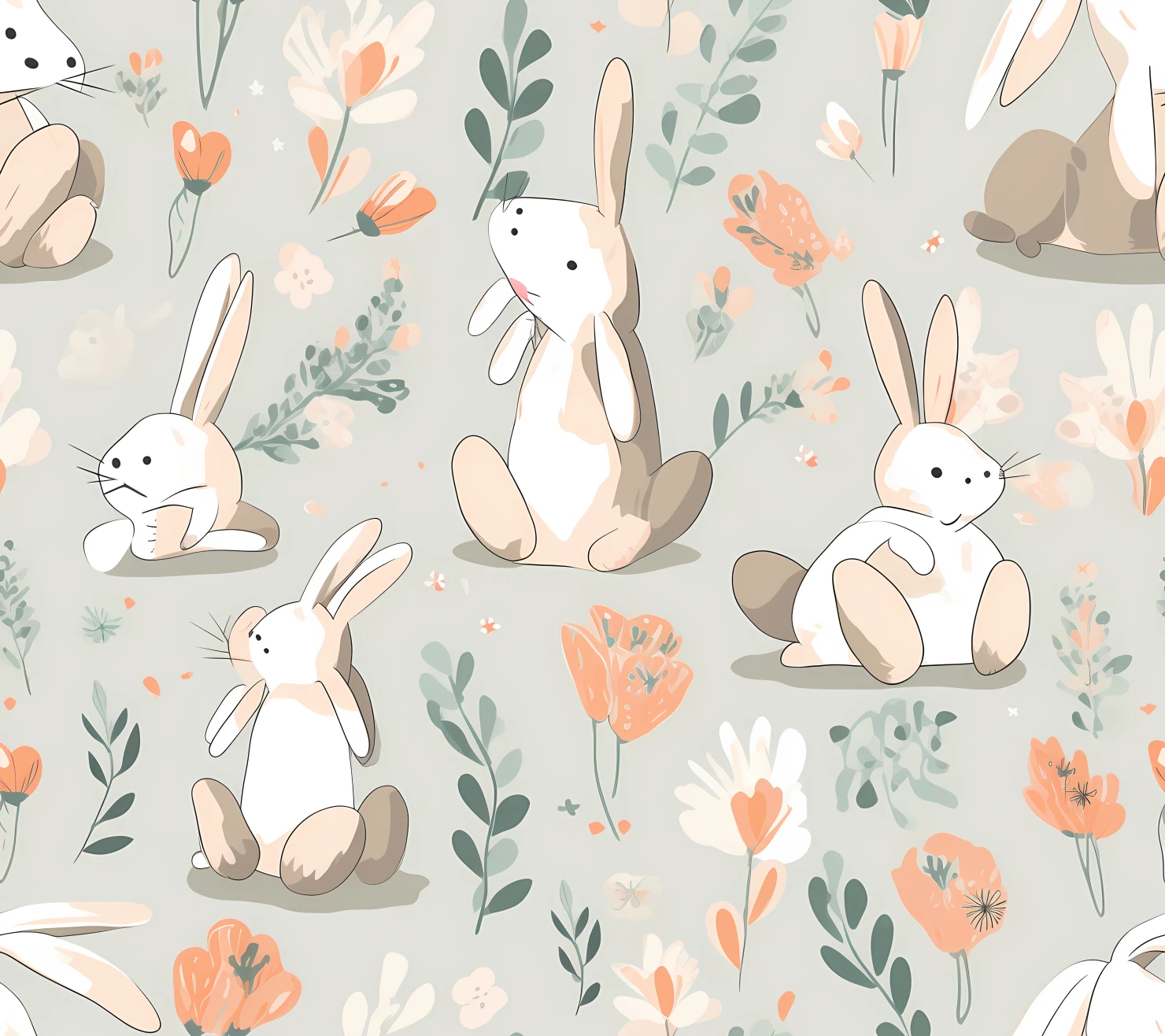 Baby bunny on a light background seamless pattern #28790