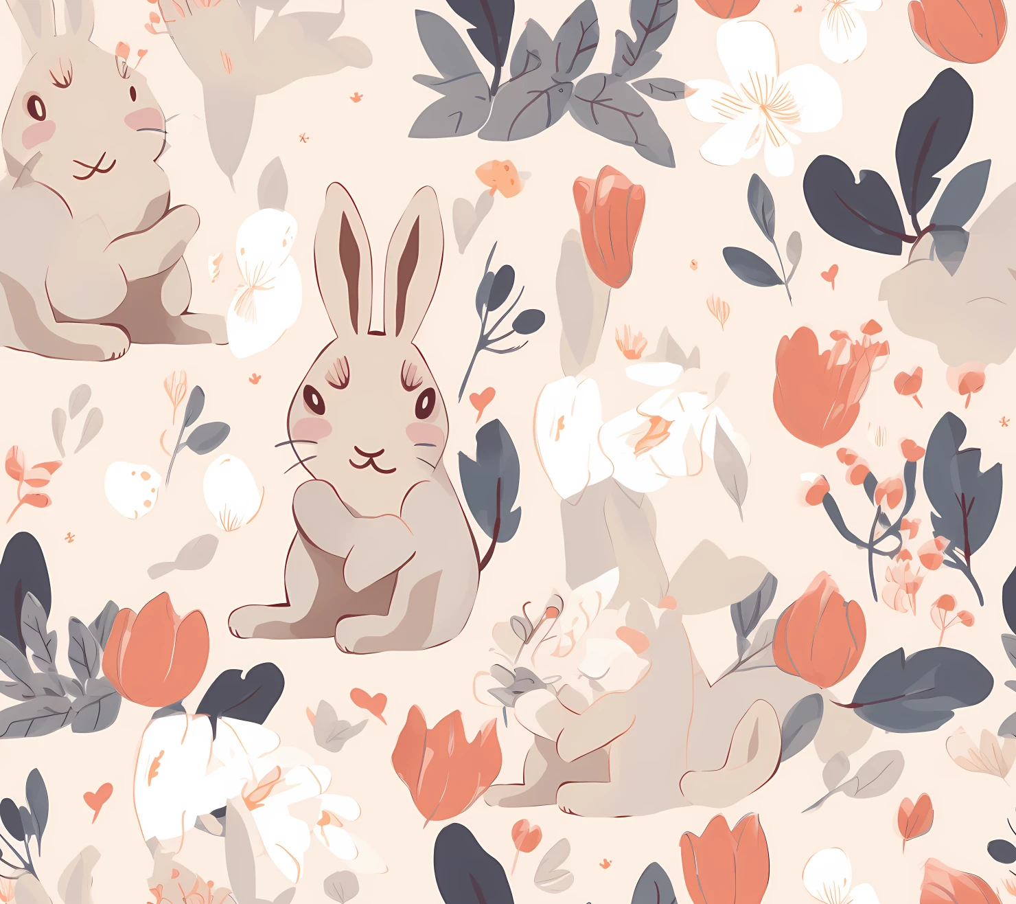 Baby bunny on a light background seamless pattern #28791