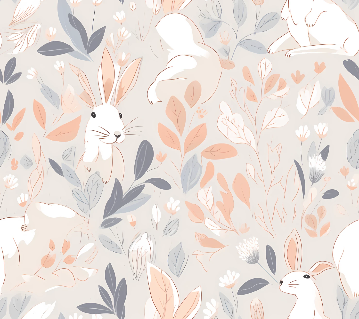 Baby bunny on a light background seamless pattern #28792