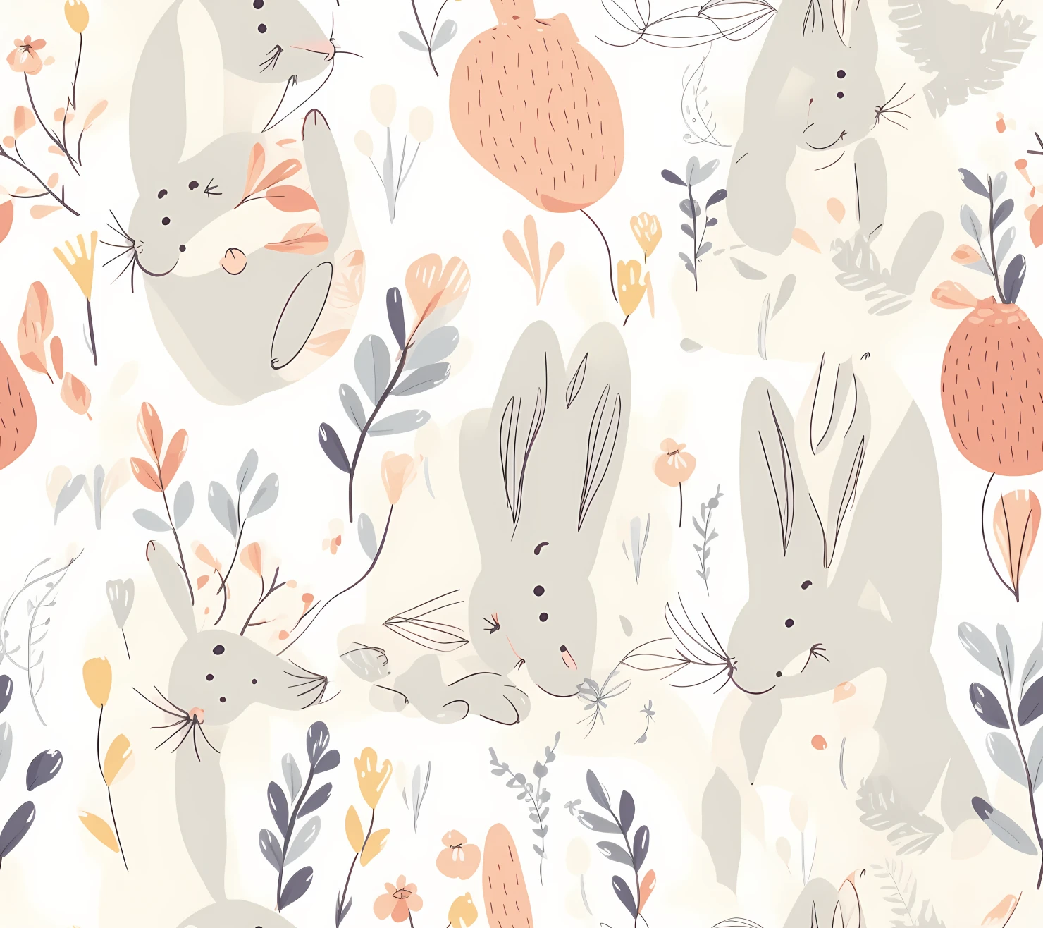 Baby bunny on a light background seamless pattern #28793