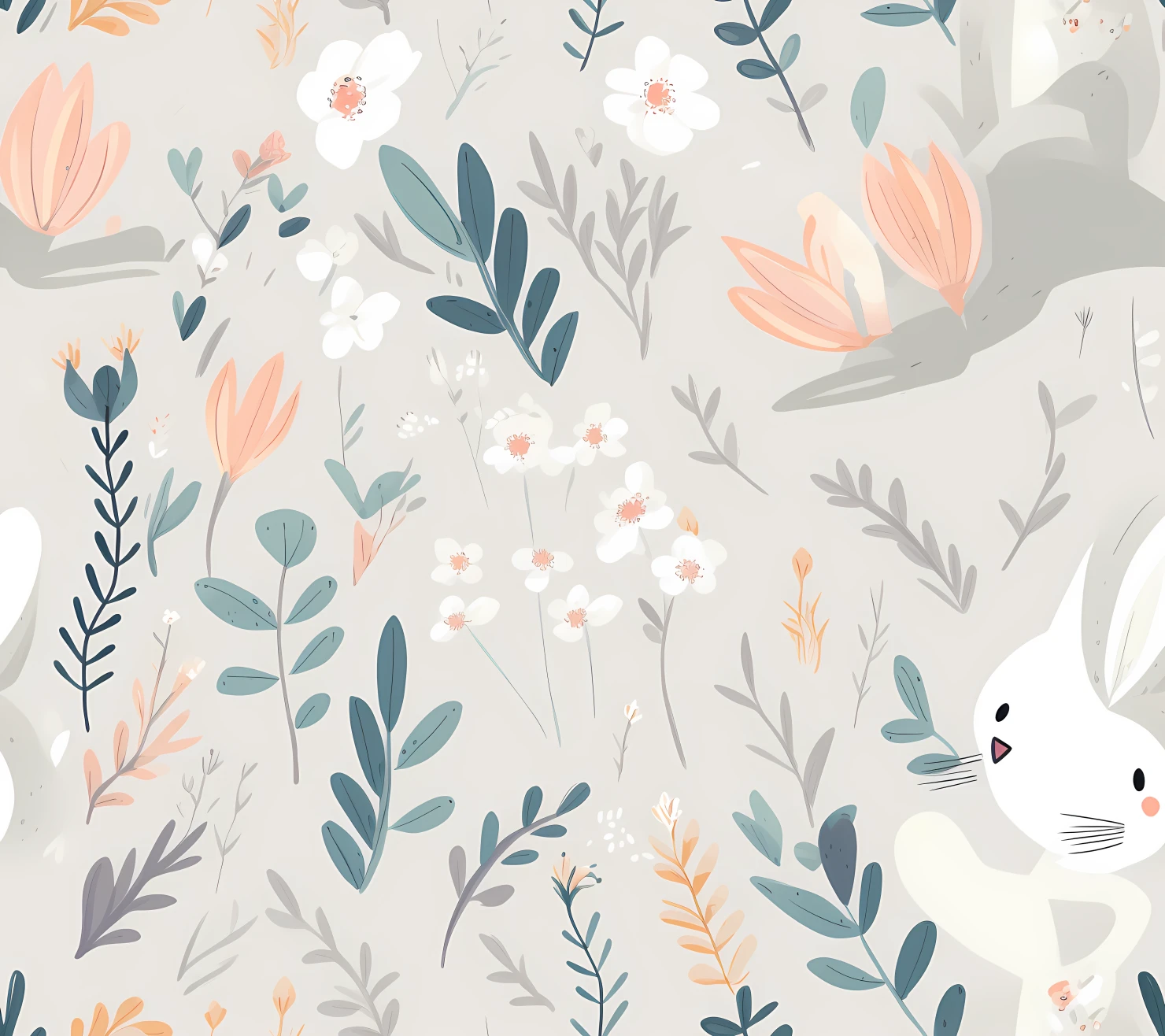 Baby bunny on a light background seamless pattern #28794