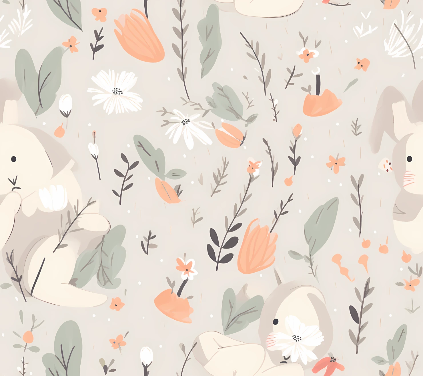 Baby bunny on a light background seamless pattern #28797