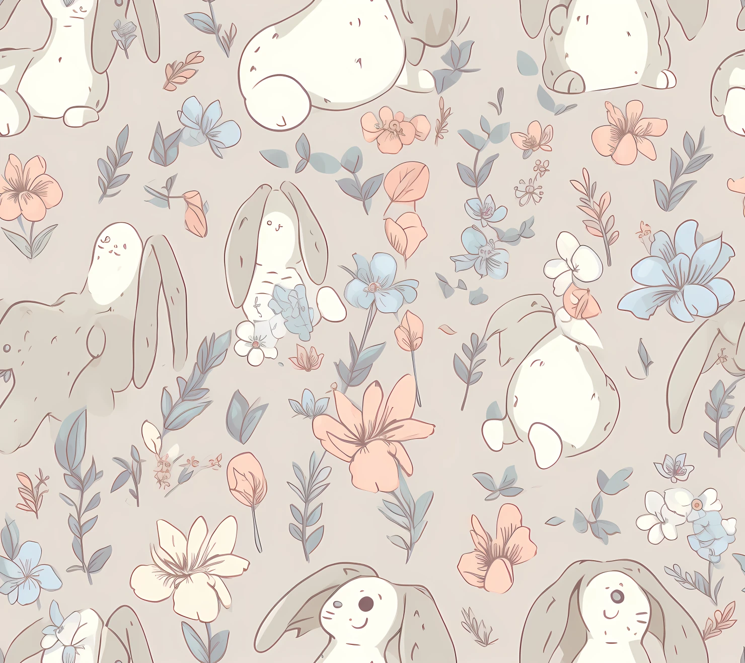 Baby bunny on a light background seamless pattern #28798