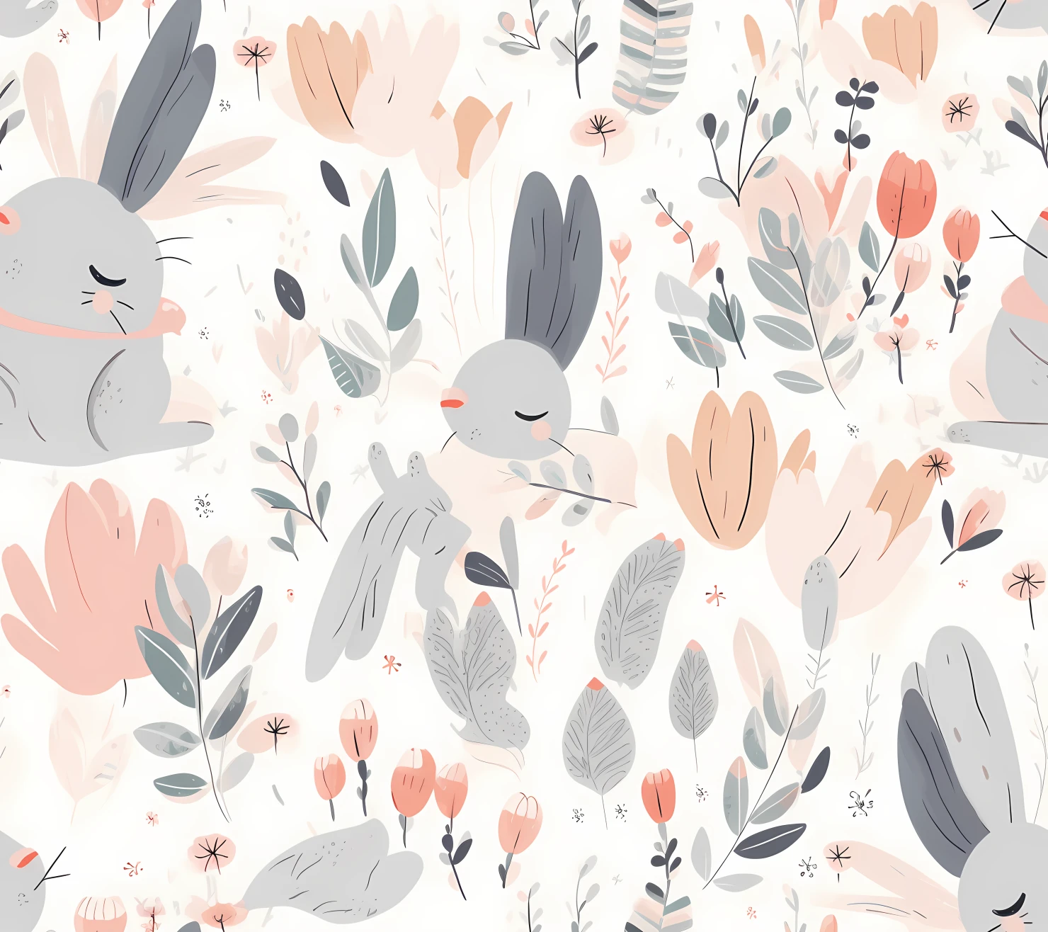 Baby bunny on a light background seamless pattern #28800