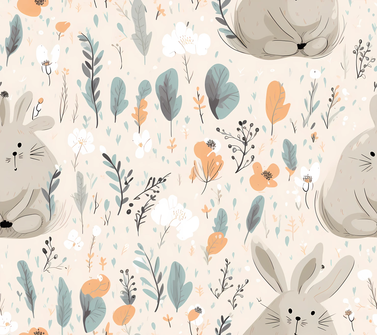Baby bunny on a light background seamless pattern #28802