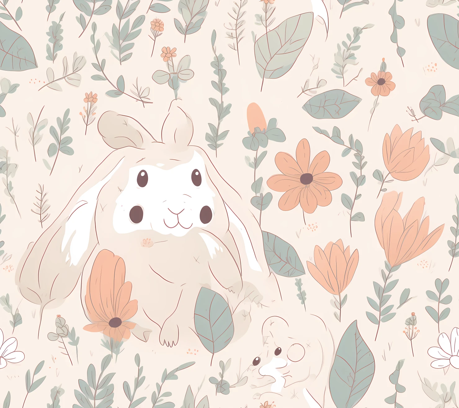 Baby bunny on a light background seamless pattern #28803