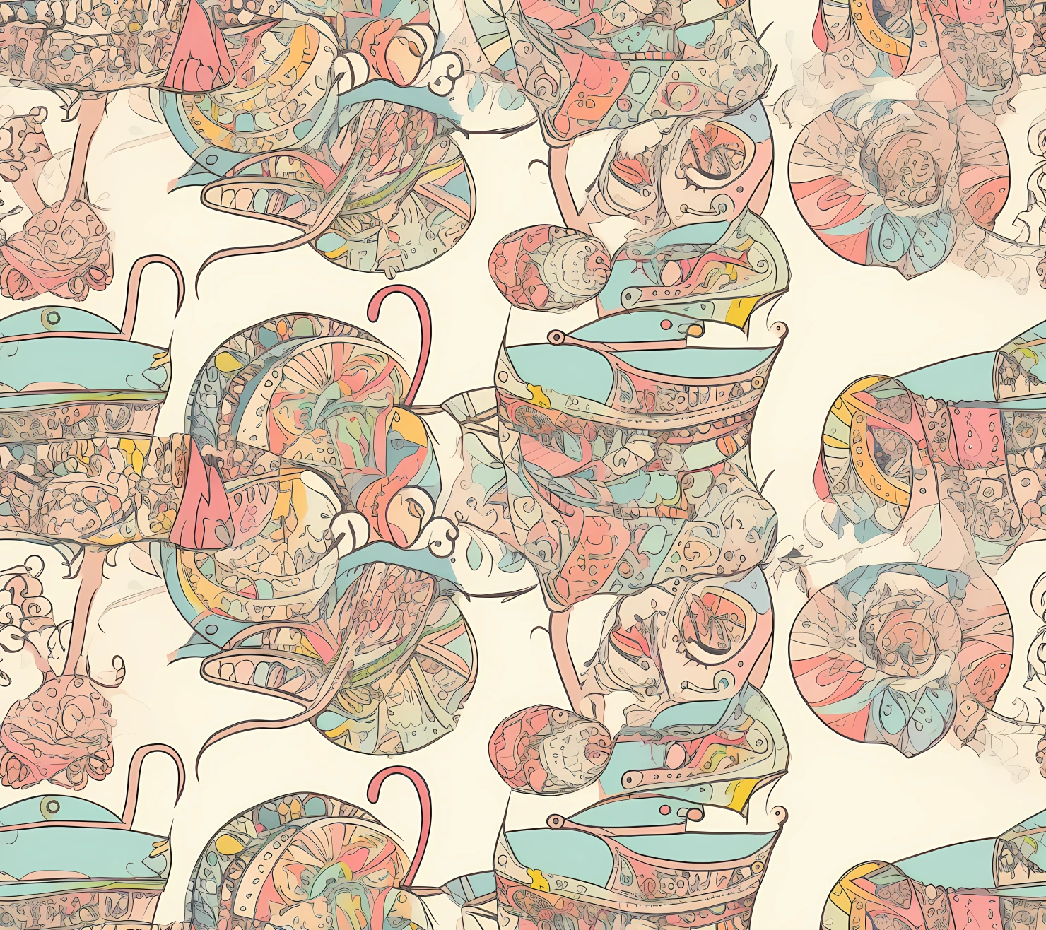 Baby cart boho seamless pattern on a light color background #28806