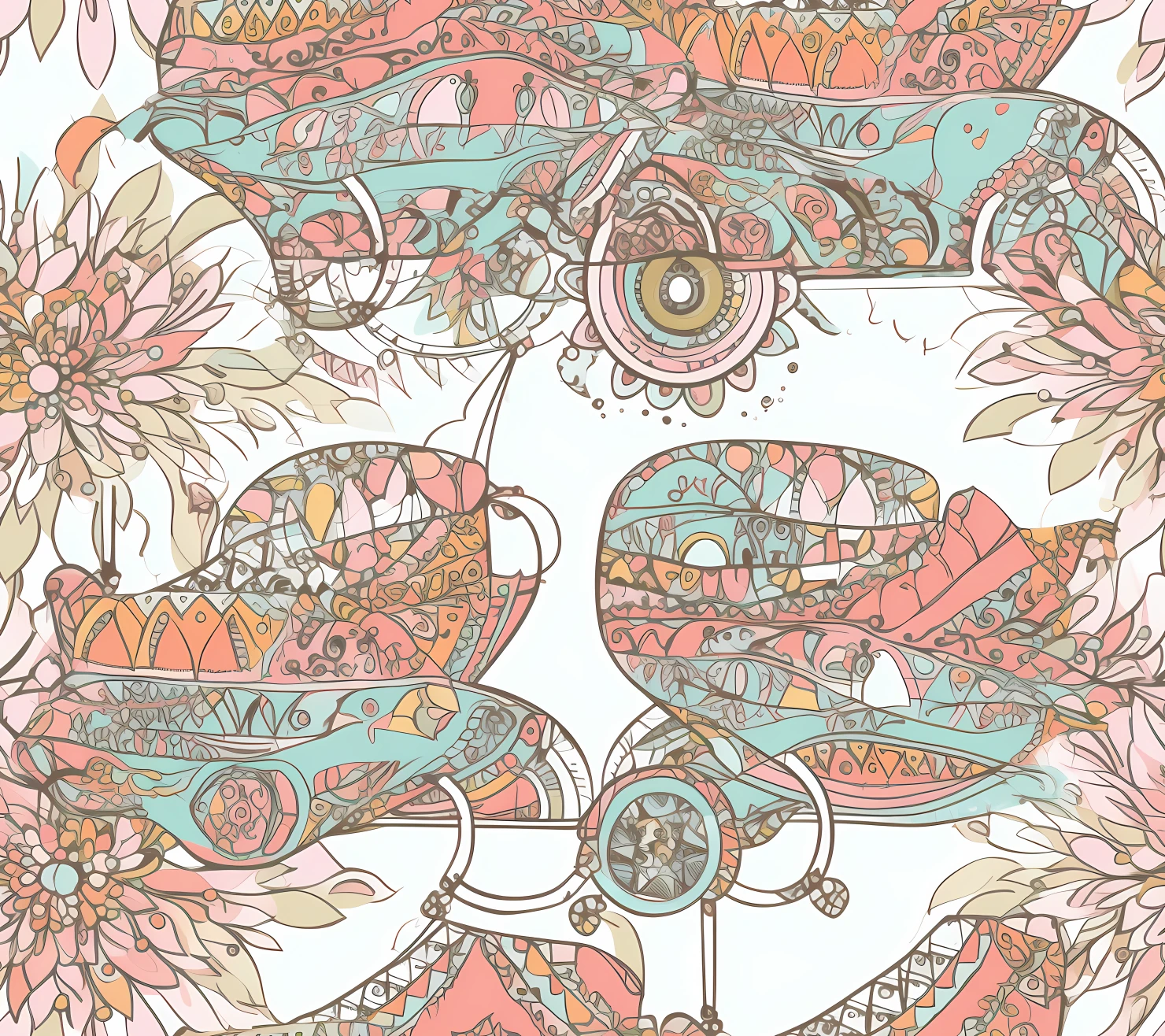Baby cart boho seamless pattern on a light color background #28807