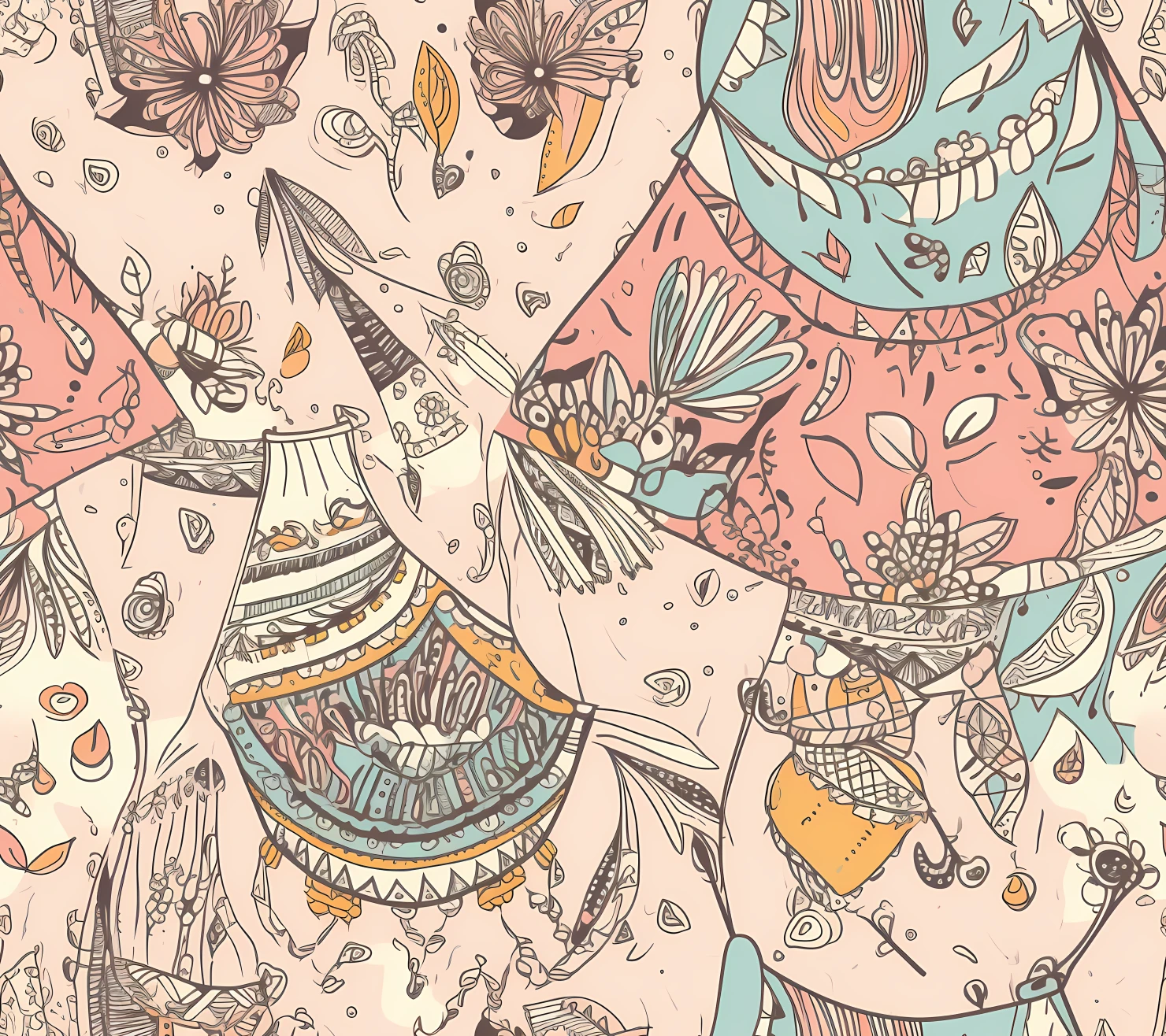 Baby dress boho seamless pattern on a light color background #28812