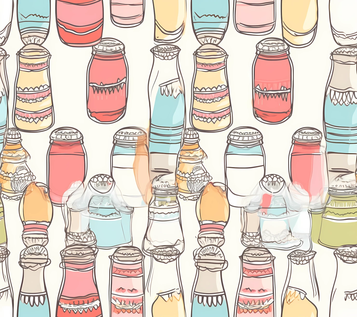 Baby milk bottle boho seamless pattern on a light color background #28814