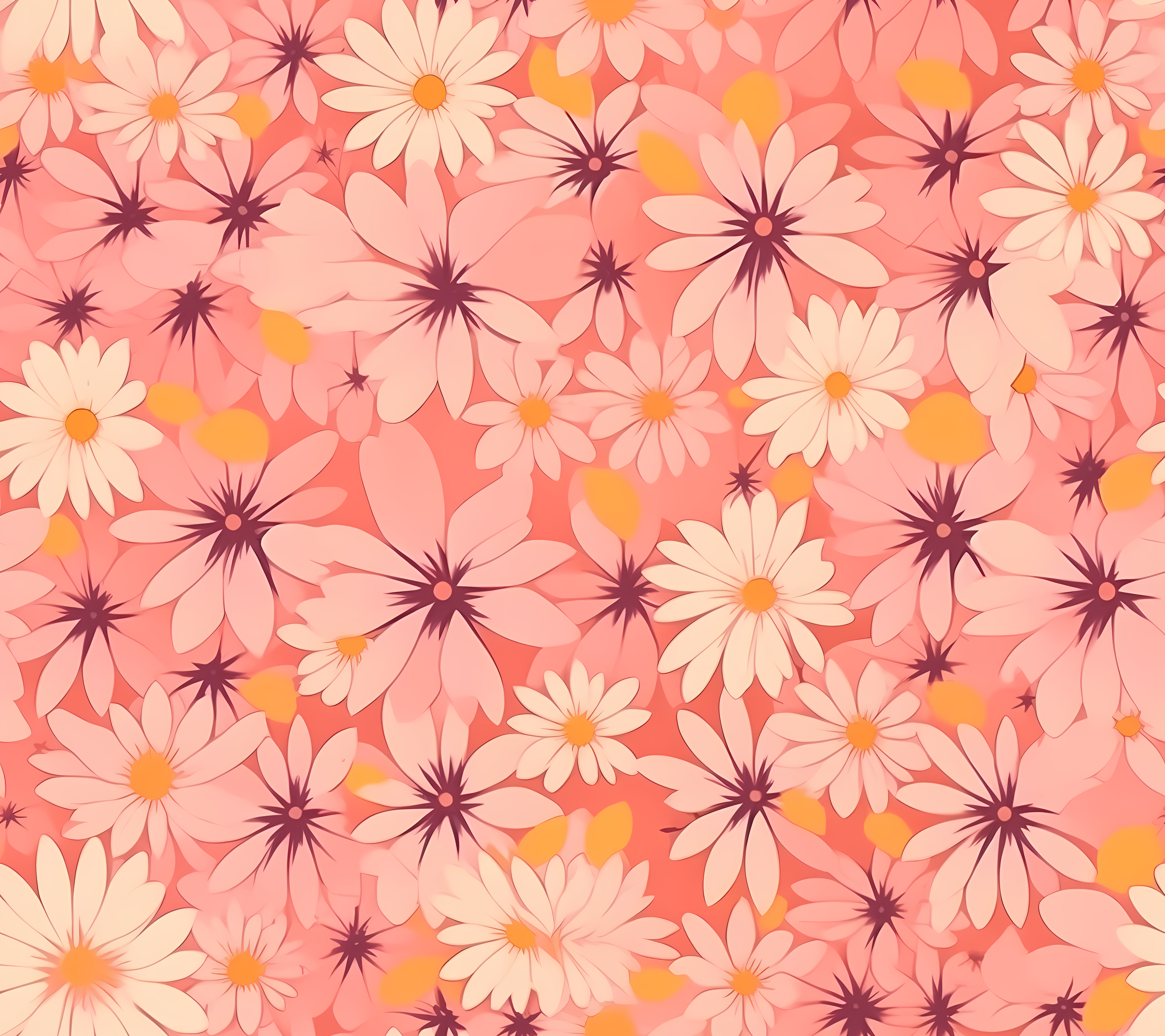 Pink daisy floral seamless pattern on a light color background #29585
