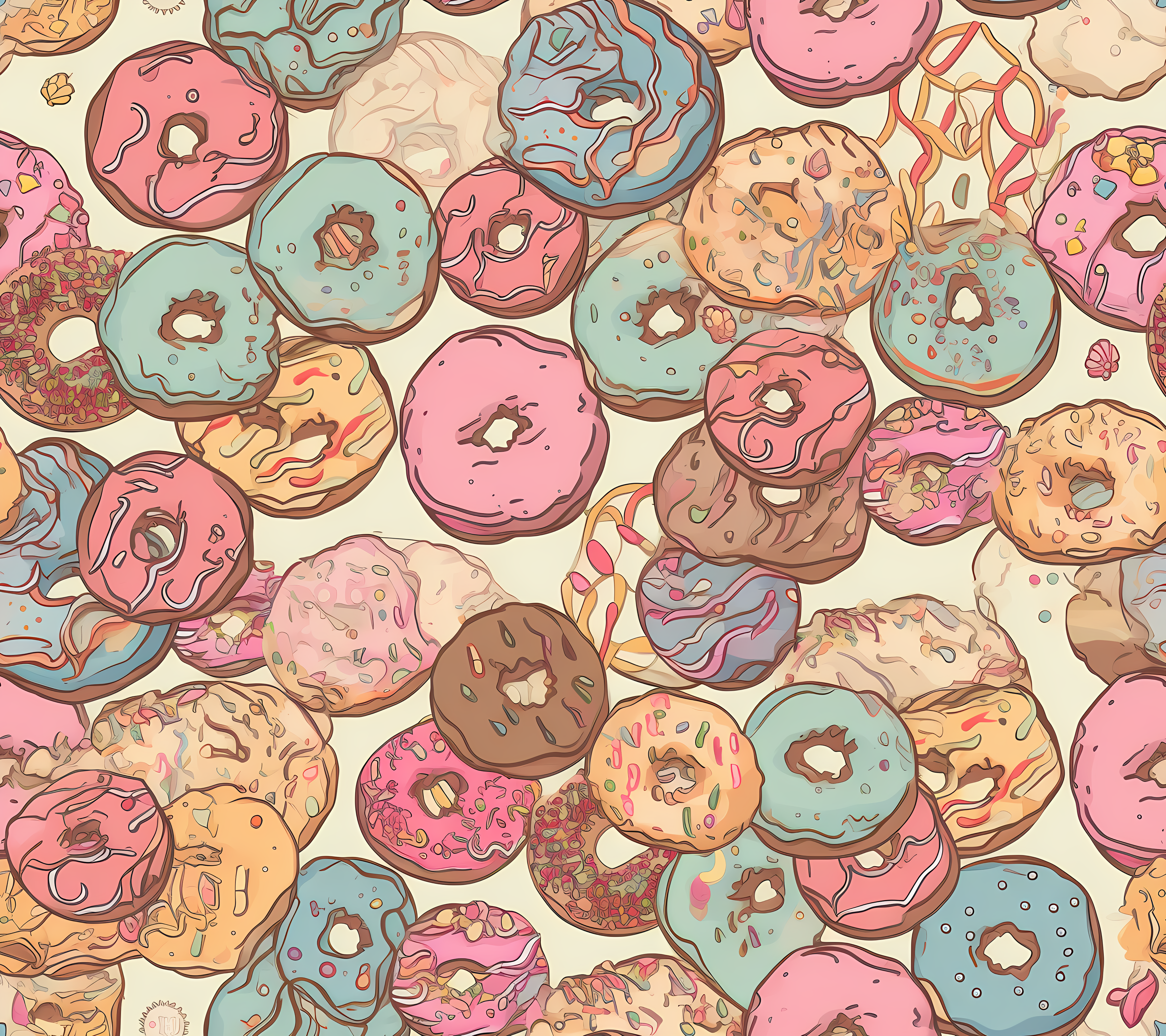 Donut seamless pattern on a light color background #29645
